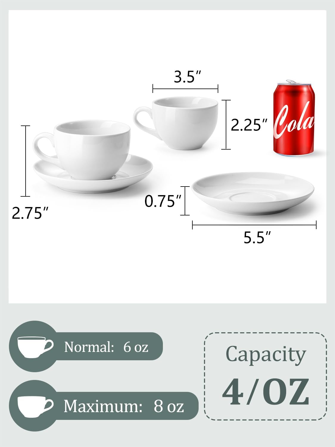 Porcelain Coffee Cups Set of 6 pieces