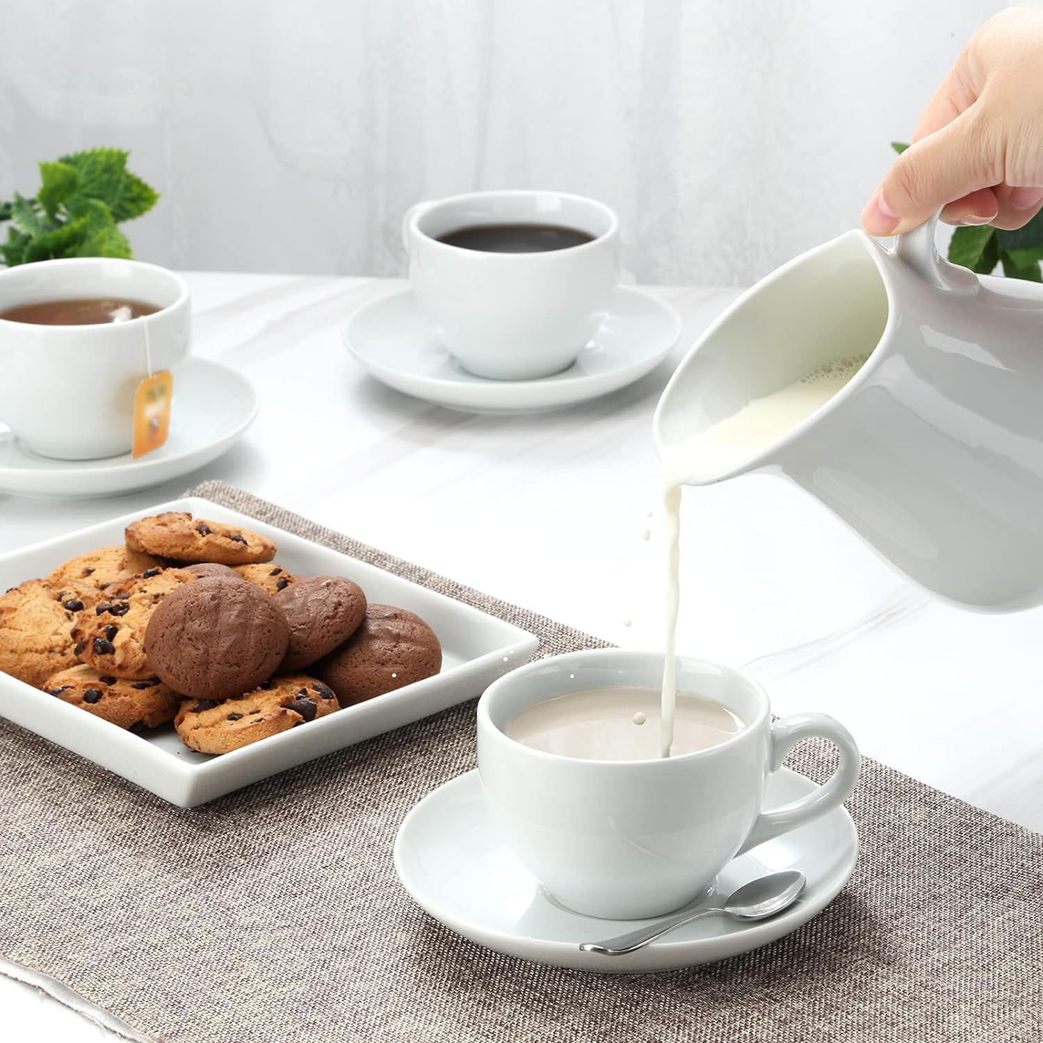 طقم قهوة اسبريسو من البورسلين (6 قطع) أبيض