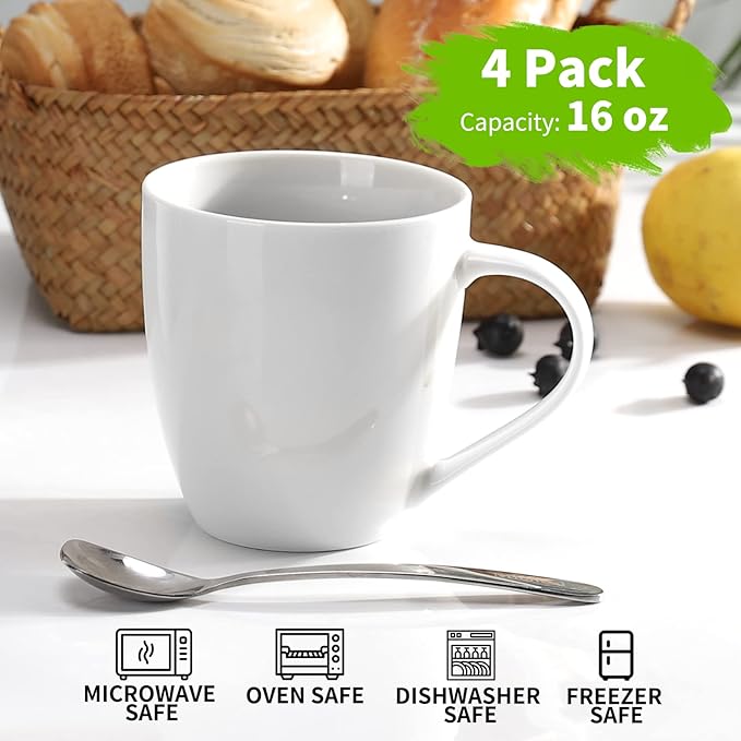 Coffee Mug Set with Handle, 4 Pieces