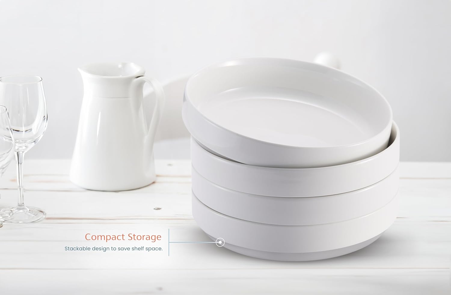 Pasta Dishes, Set of 4, White