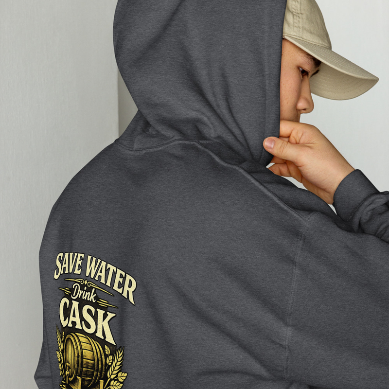 Save Water Drink Cask Back Print Hoodie