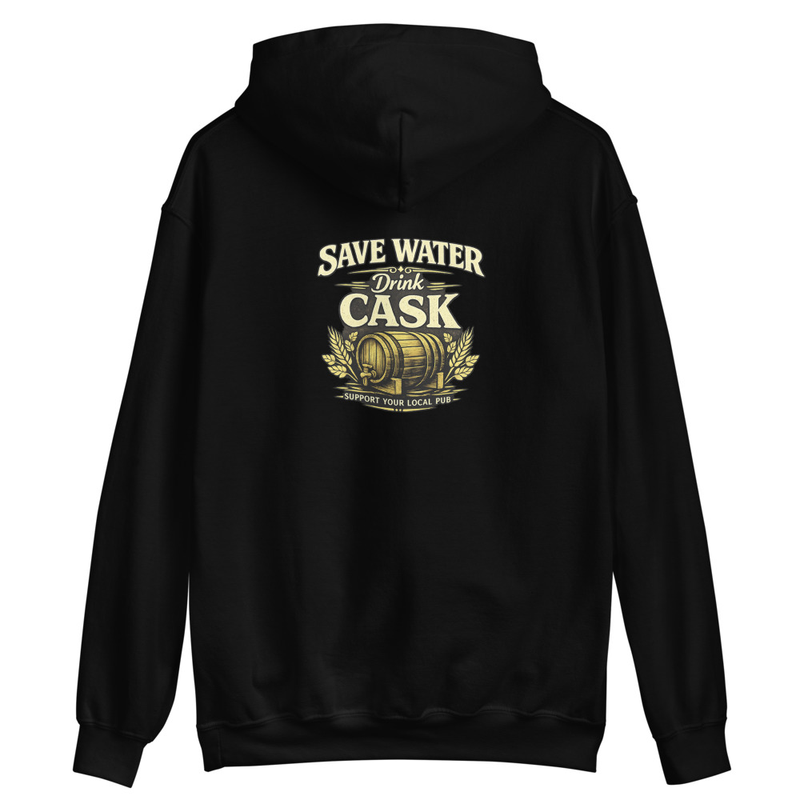 Save Water Drink Cask Back Print Hoodie
