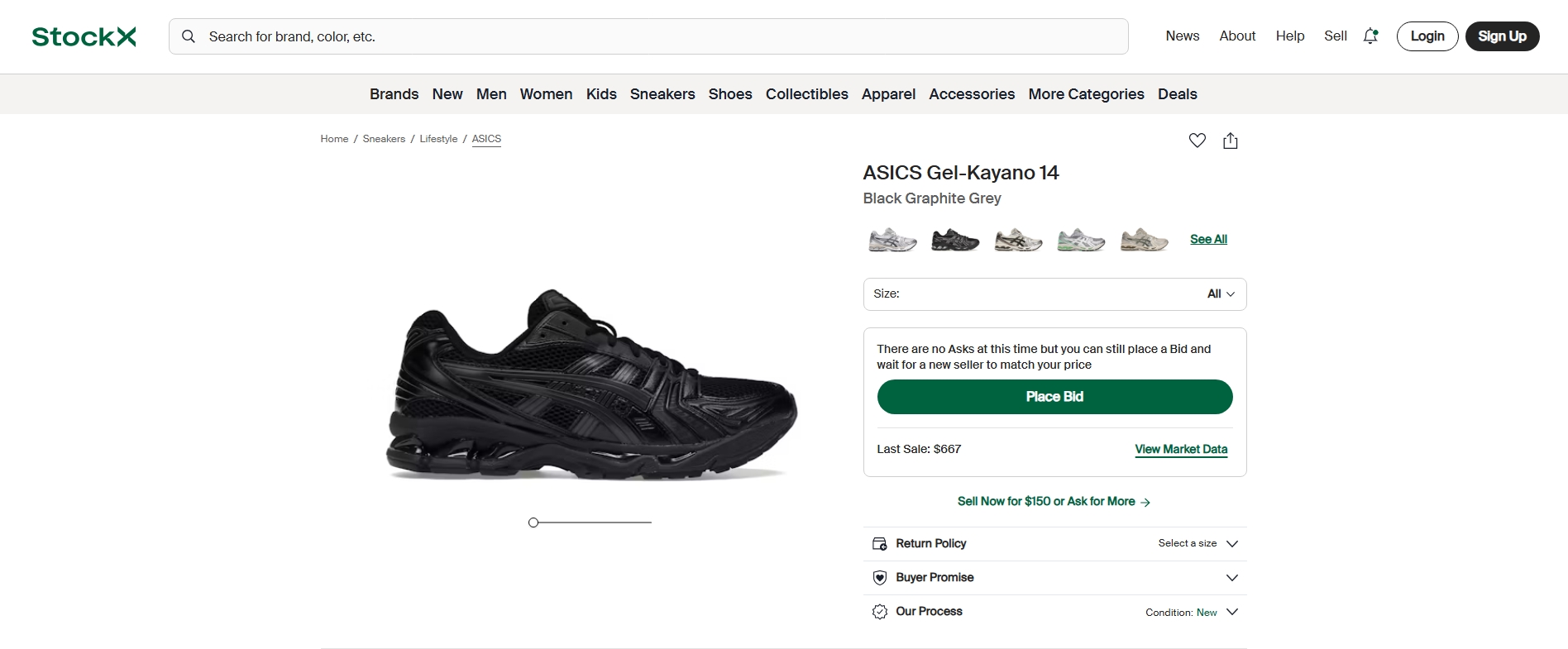 ASICS GEL-Kayano 14 Black