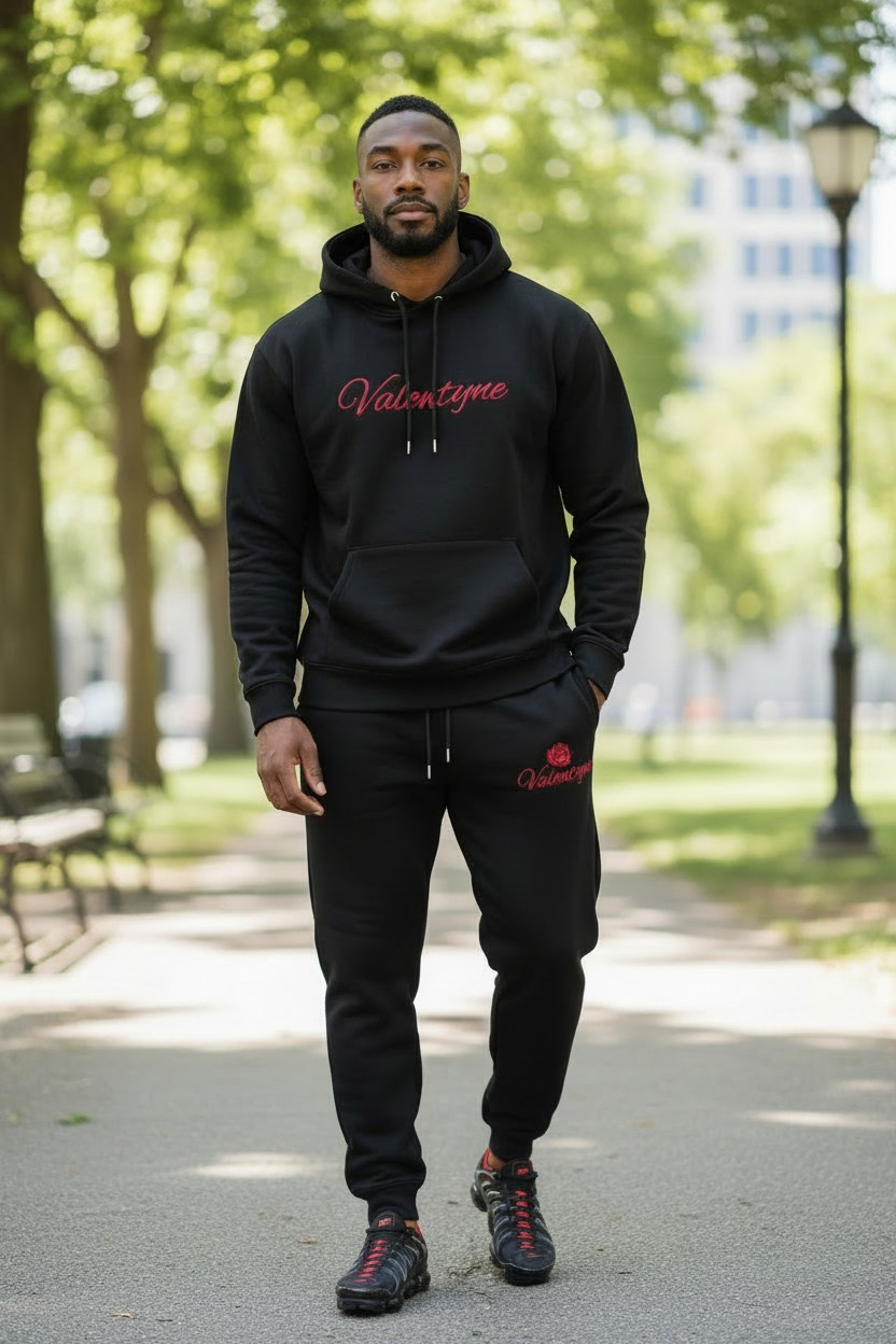 Valentyne Black Hoodie & Sweatpants Set