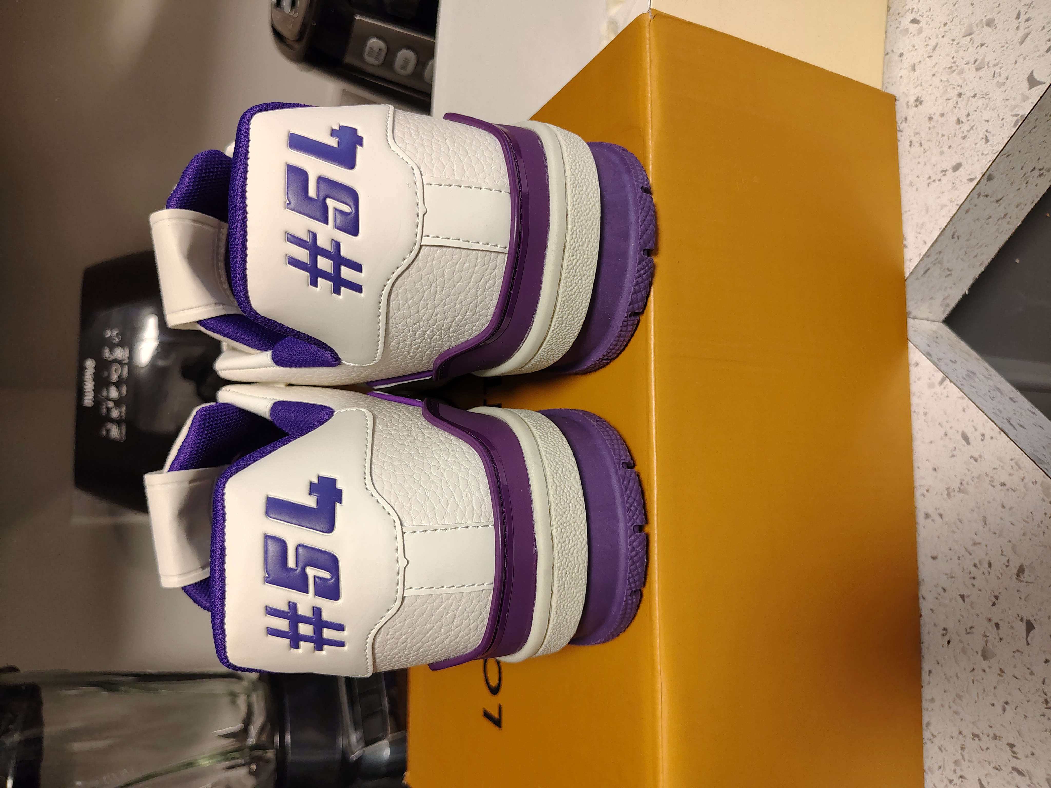 Louis Vuitton LV Trainer Sneaker White Custom Purple Men’s 1ACI13 Shoes