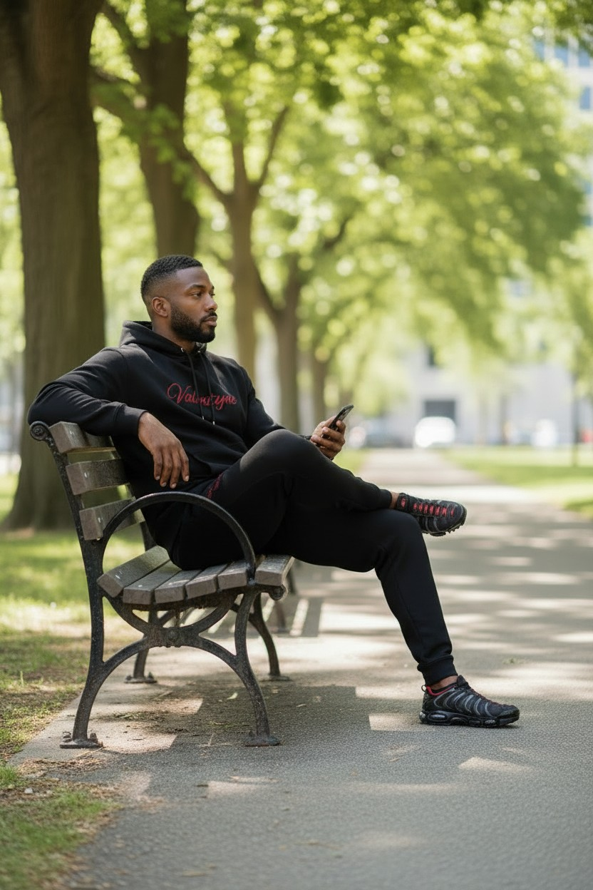 Valentyne Black Hoodie & Sweatpants Set