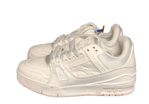 Louis Vuitton LV Trainer Women's Size 8.5 Men's 7 Triple White Custom Sneakers