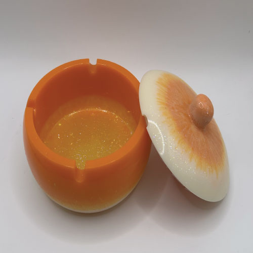 Vintage Orange Lidded Ashtray