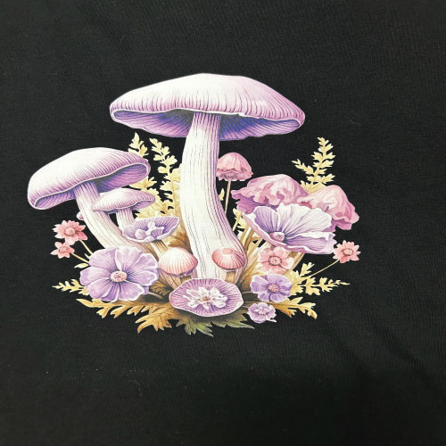 Mushroom and Floral Graphic T-Shirt