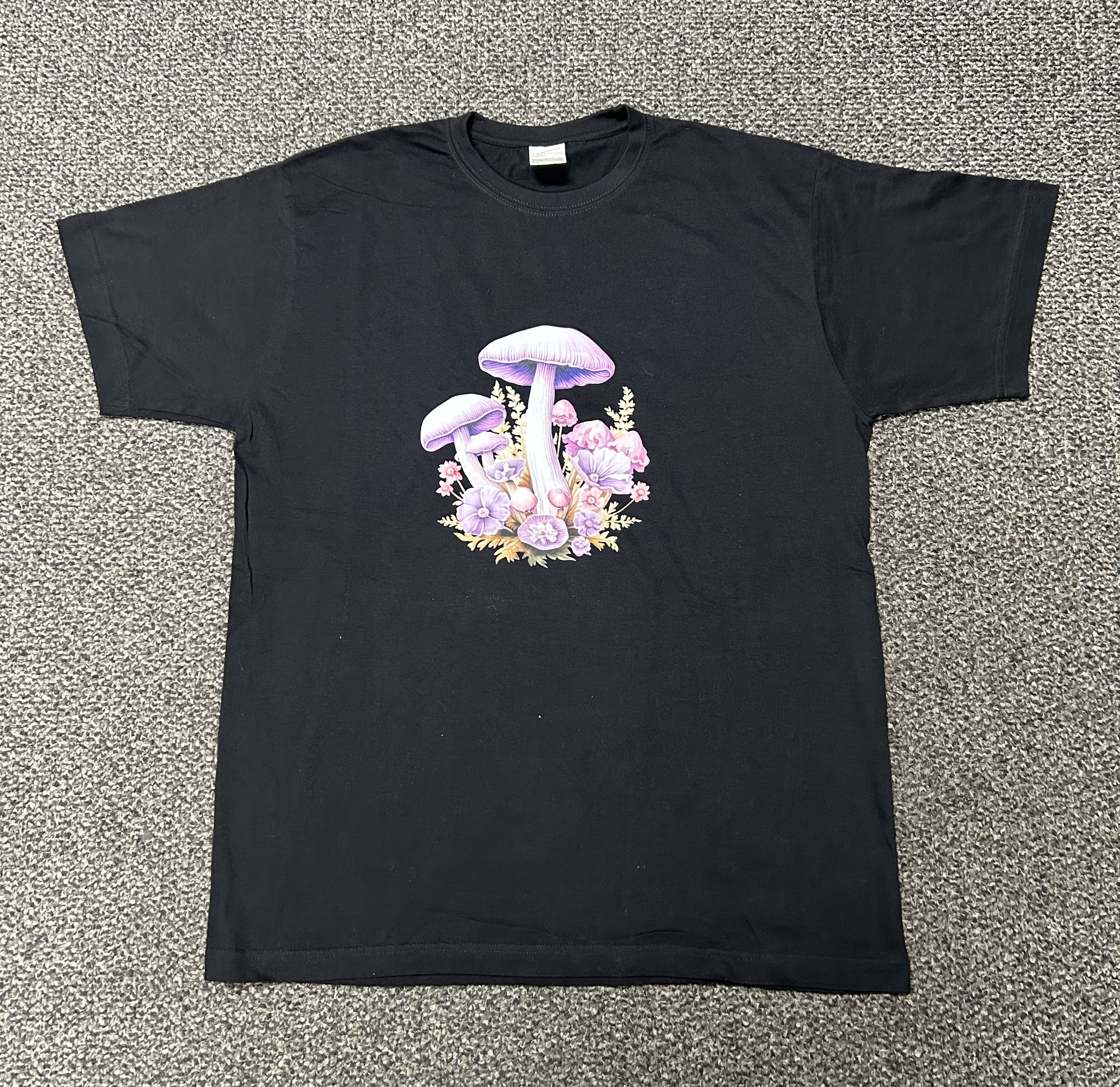Mushroom and Floral Graphic T-Shirt