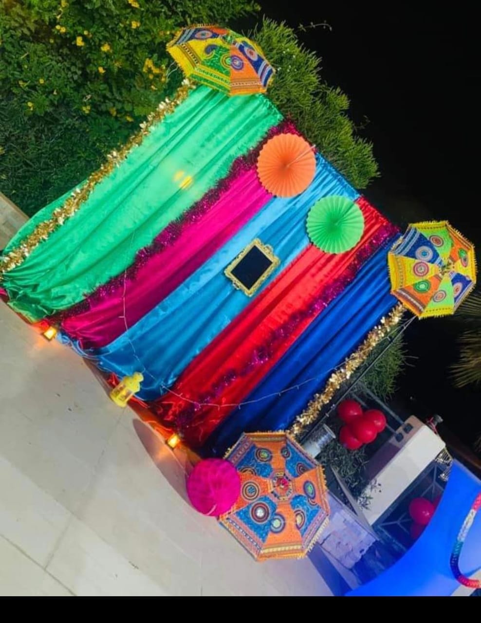Indian wedding ceremony mehndi set up 