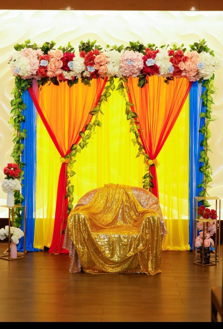 Indian wedding ceremony mehndi set up 