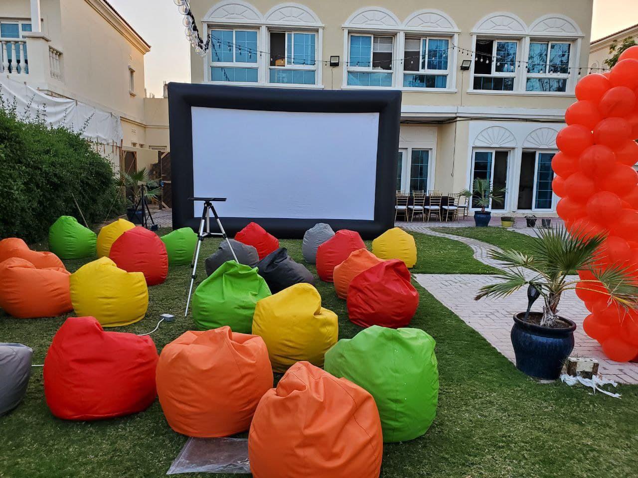 Outdoor movie night setup 
