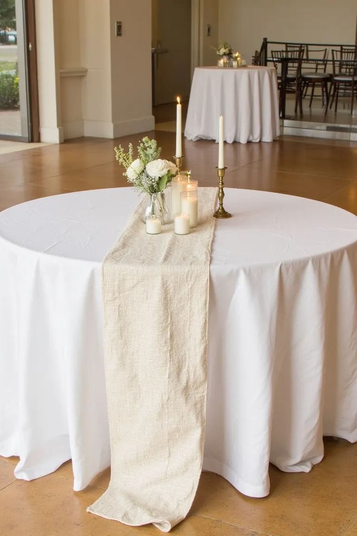 Round Table with White Cover 5 feet