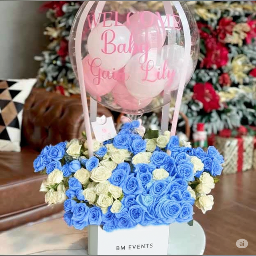 New Born Baby Balloon Flower Arrangement