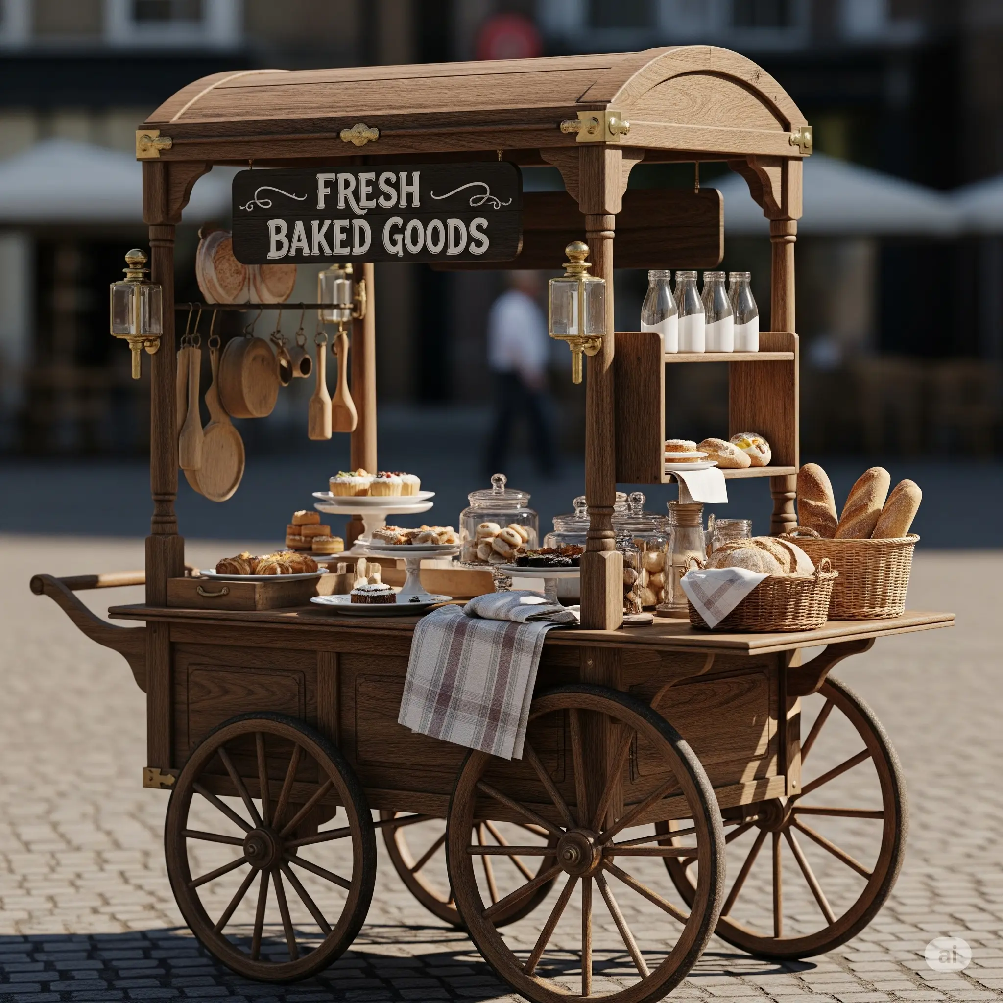 Old fashion Wooden Food Cart