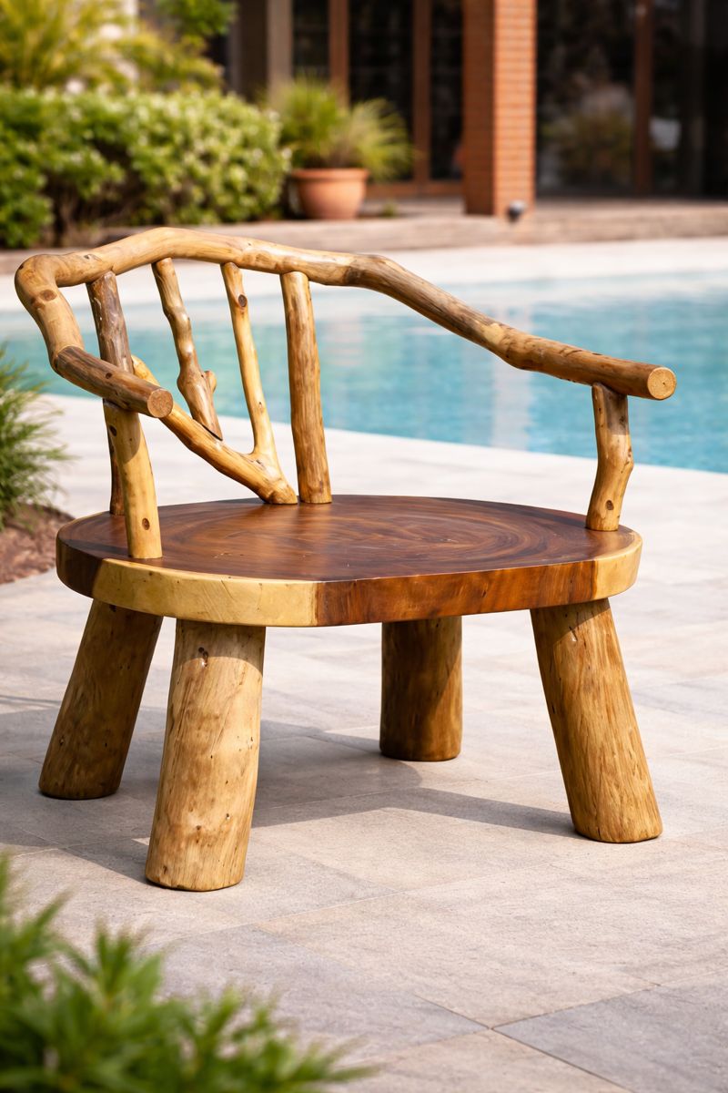 Bring Nature Inside with Our Handcrafted Wooden Single Sofa