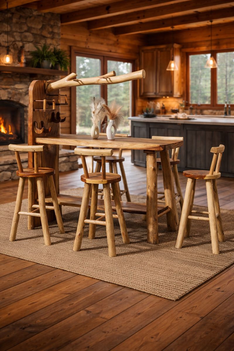 Handcrafted Wooden Bar Chairs