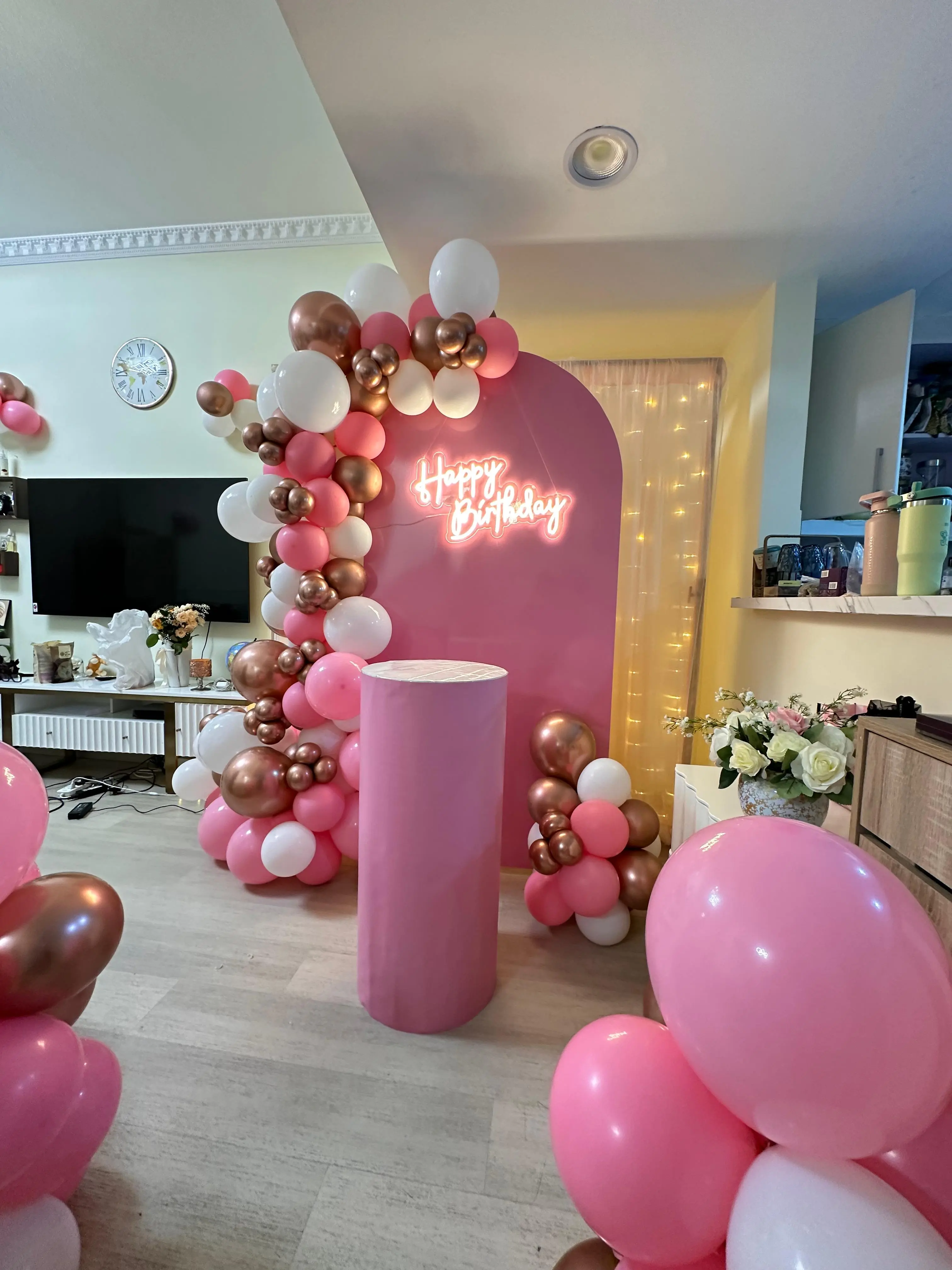 All Pink Birthday Balloon Decoration