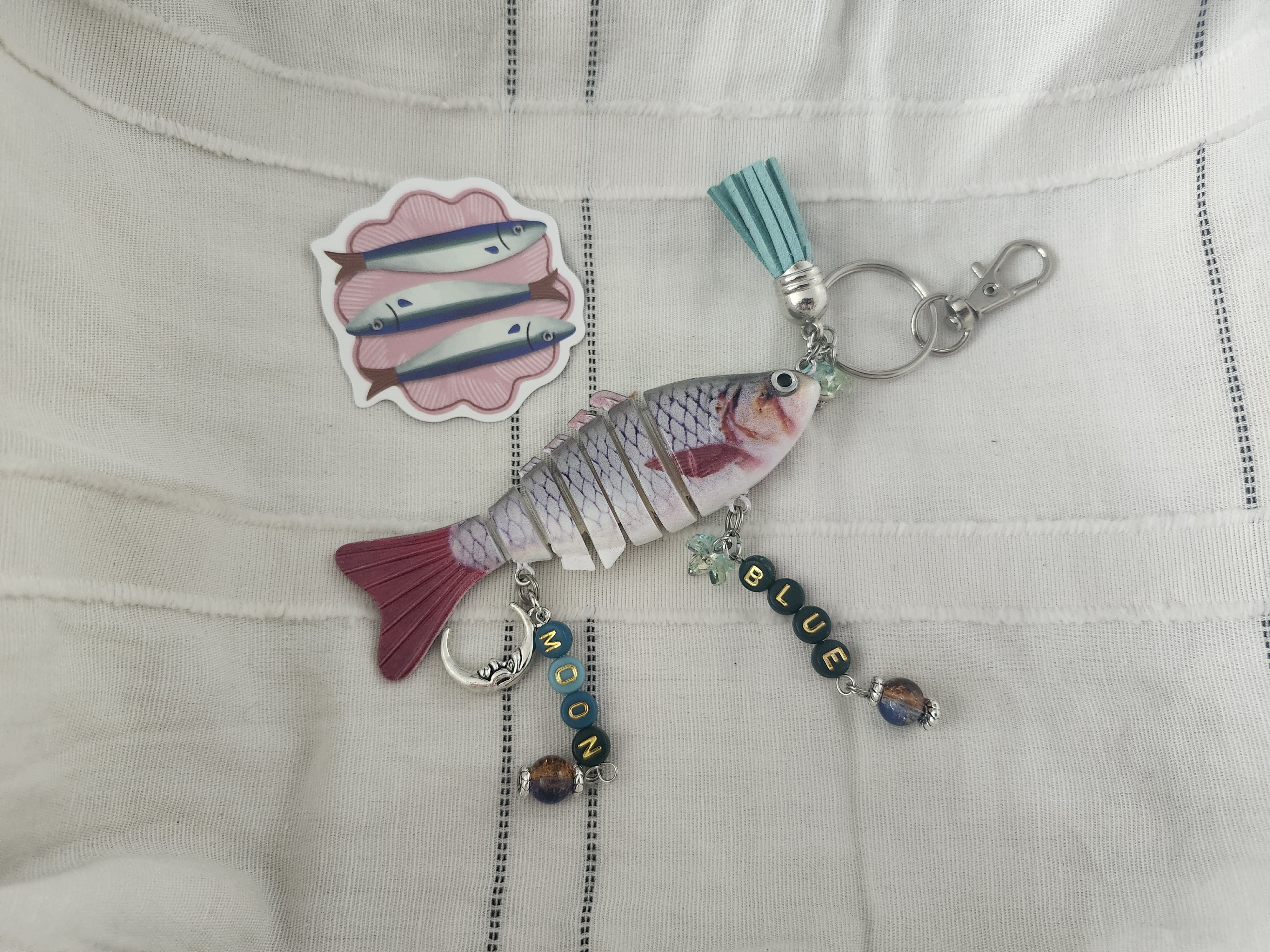 Blue Moon Fish Keychain