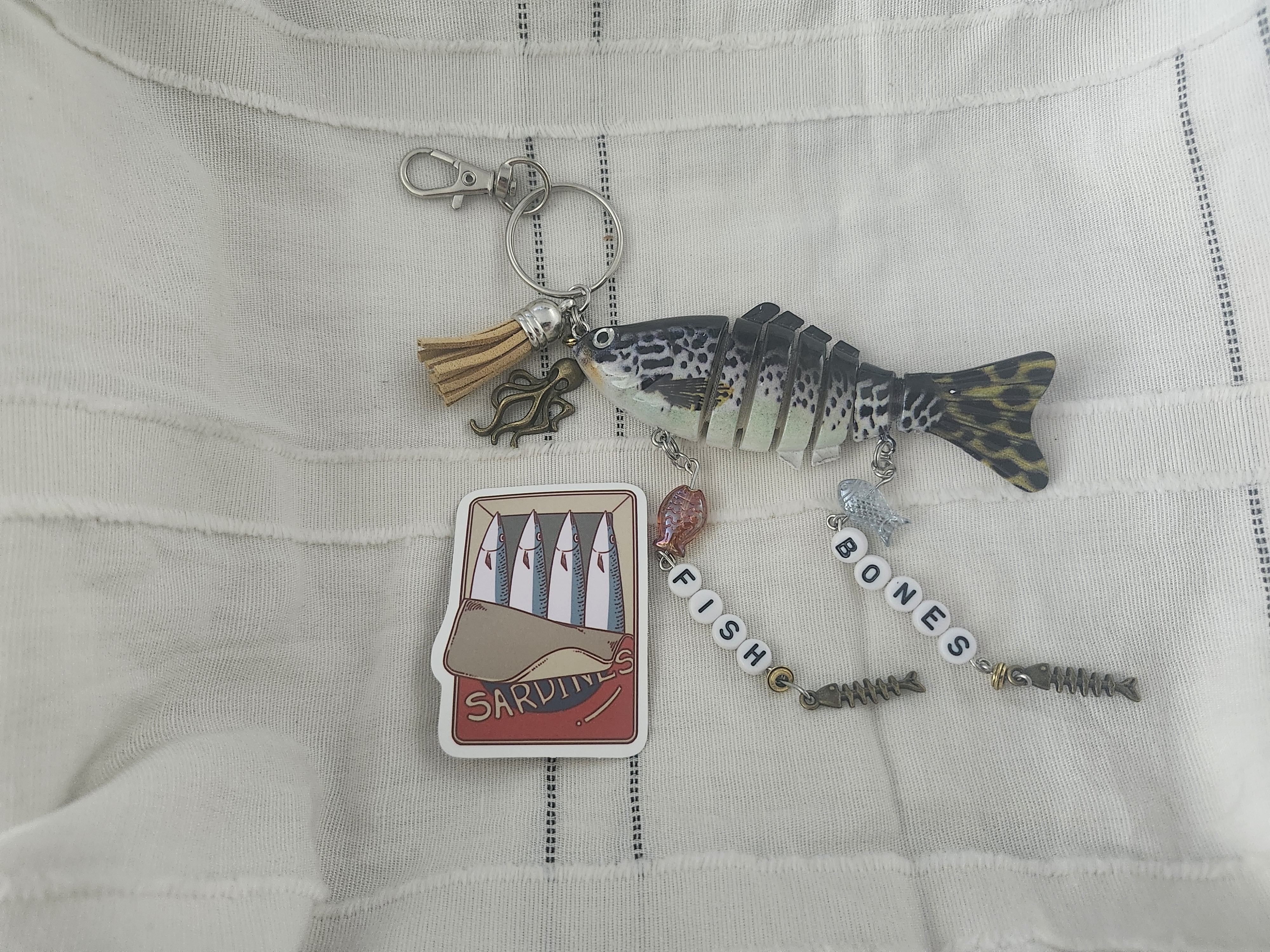 Fish Bones Fish Keychain