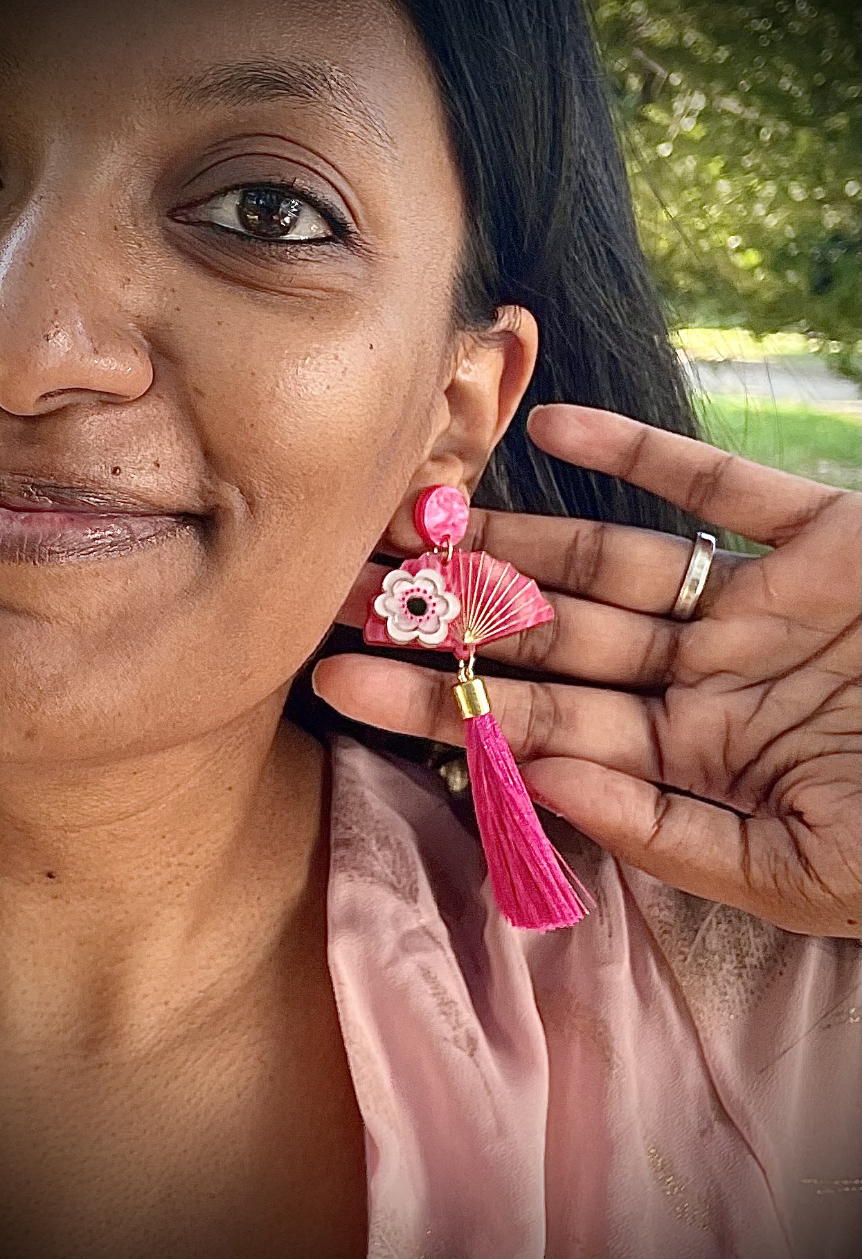 Boucles Éventail "Fleurs de Cerisier"