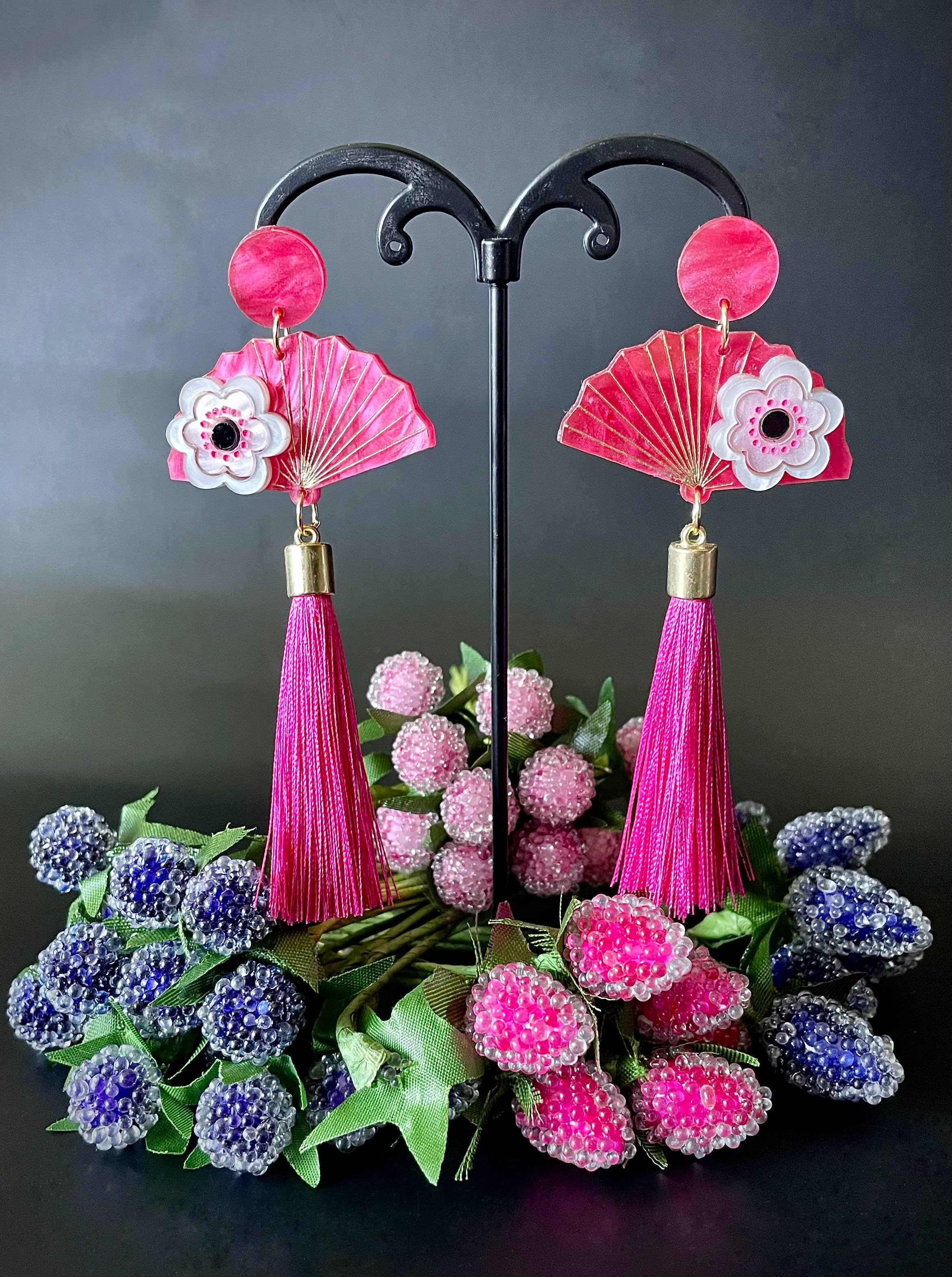 Boucles Éventail "Fleurs de Cerisier"
