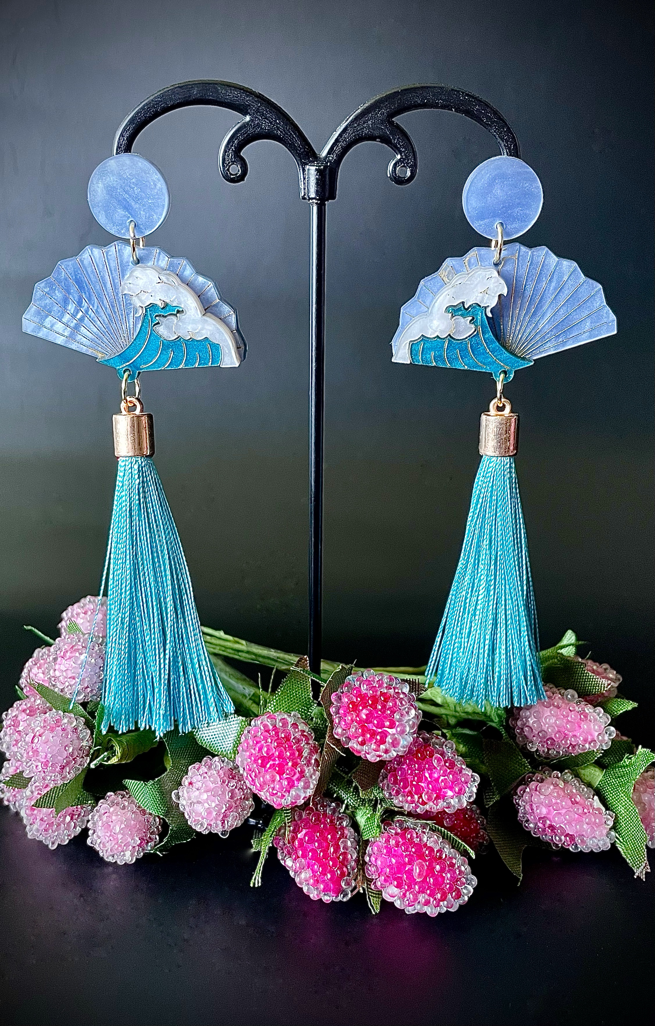 Boucles Éventail "Vagues Japonaises"