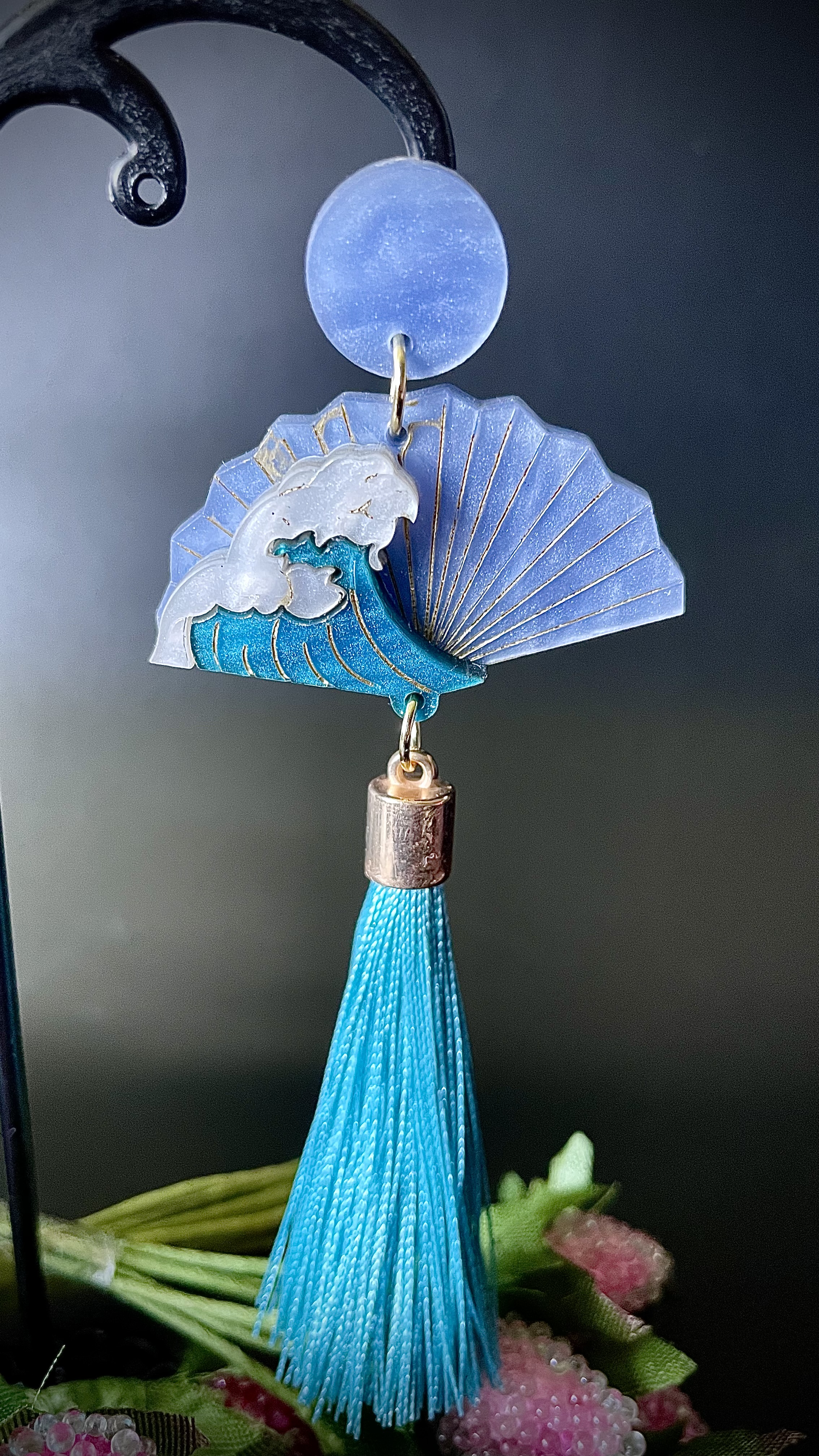 Boucles Éventail "Vagues Japonaises"