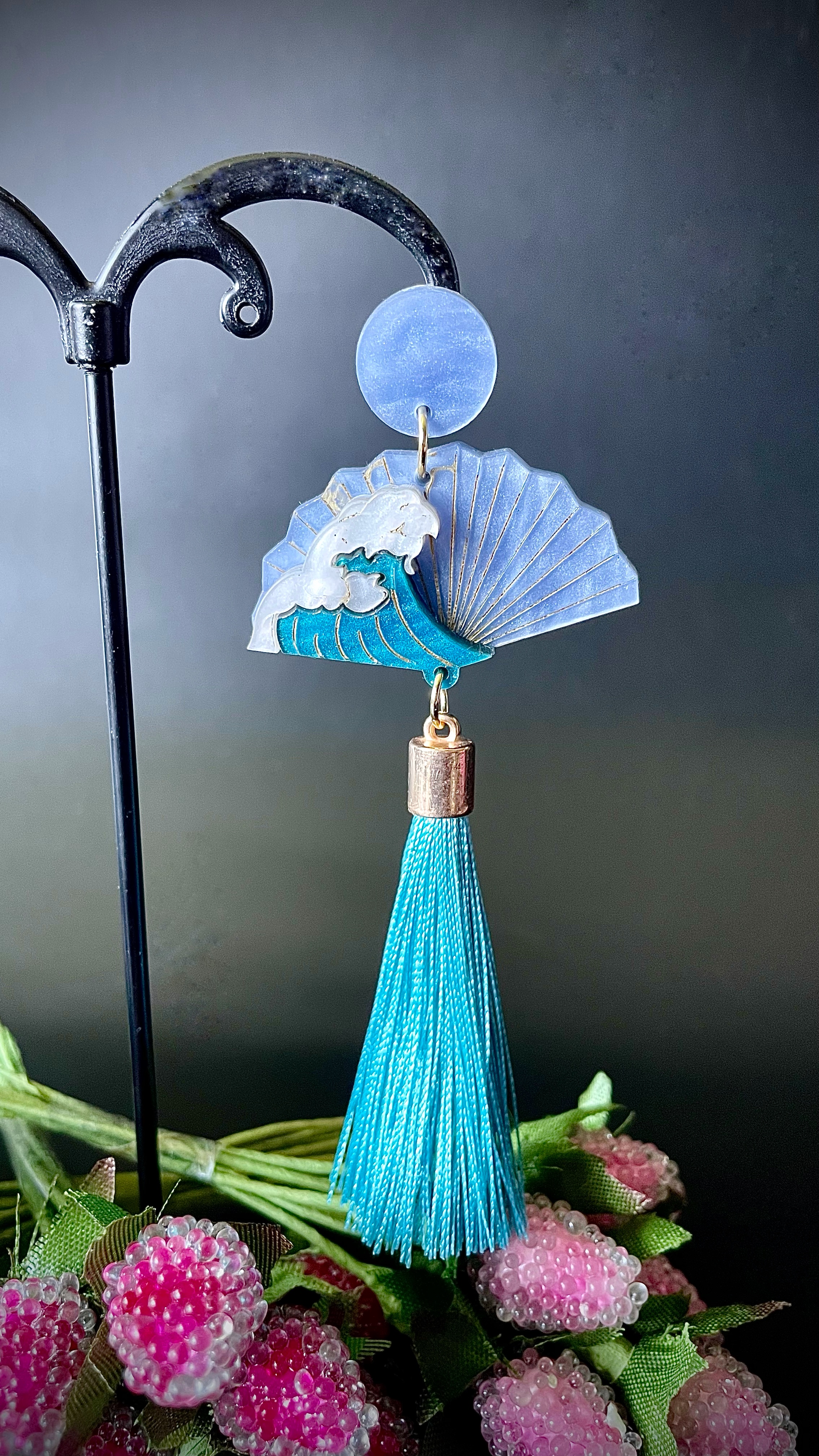 Boucles Éventail "Vagues Japonaises"