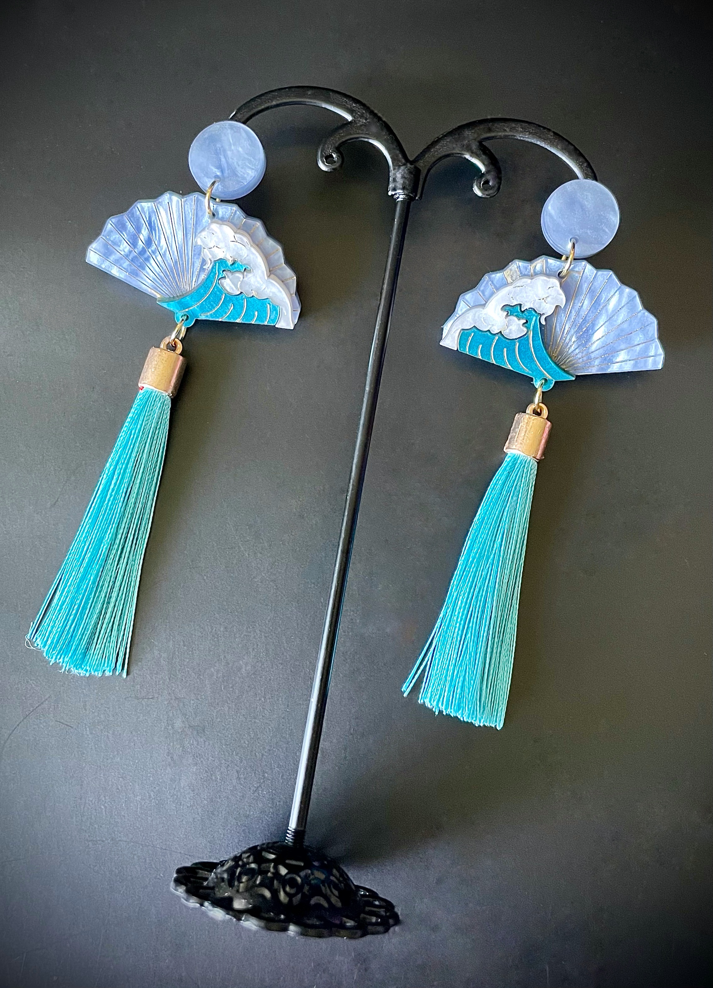 Boucles Éventail "Vagues Japonaises"