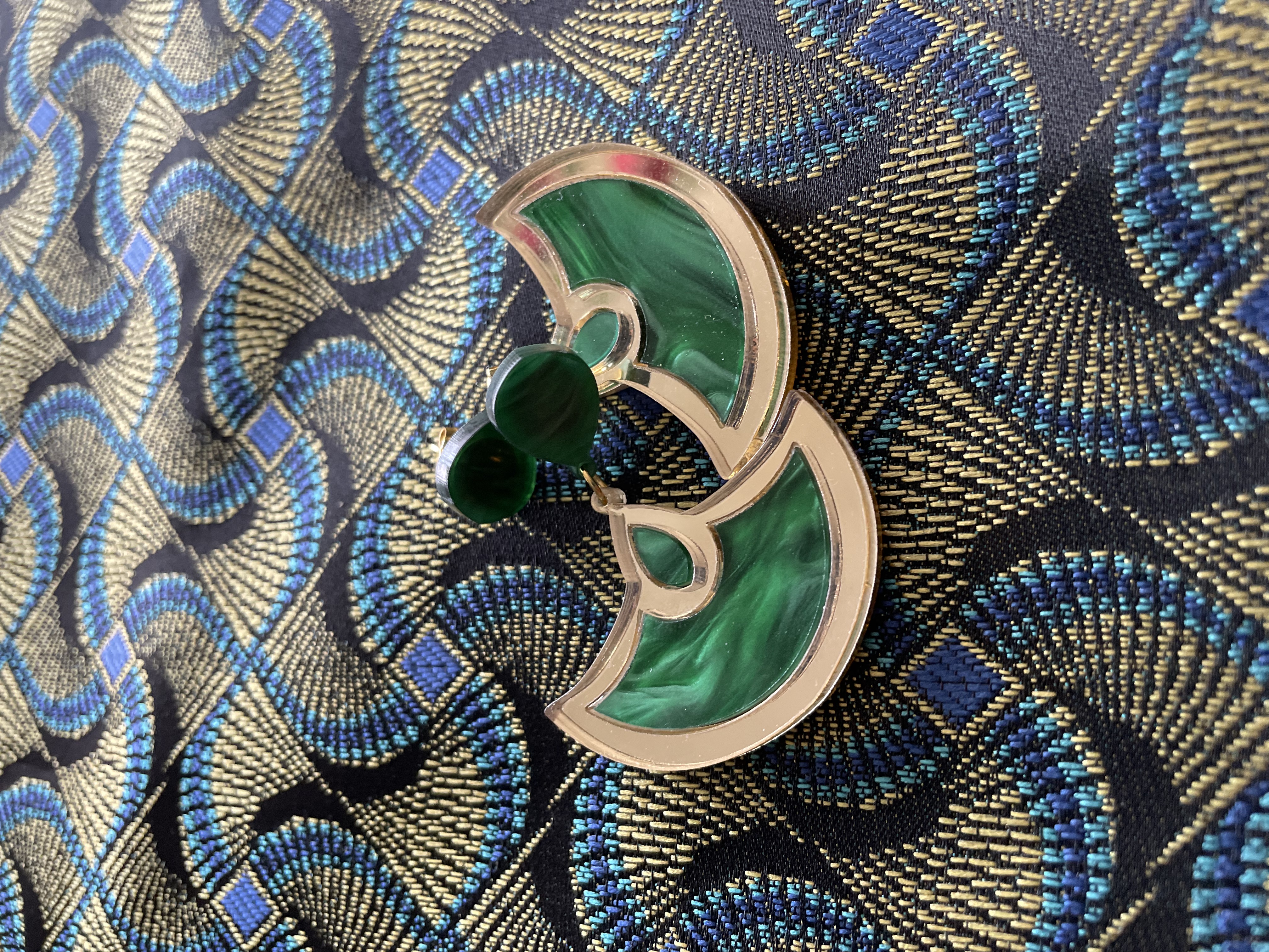 Boucles Art déco verte