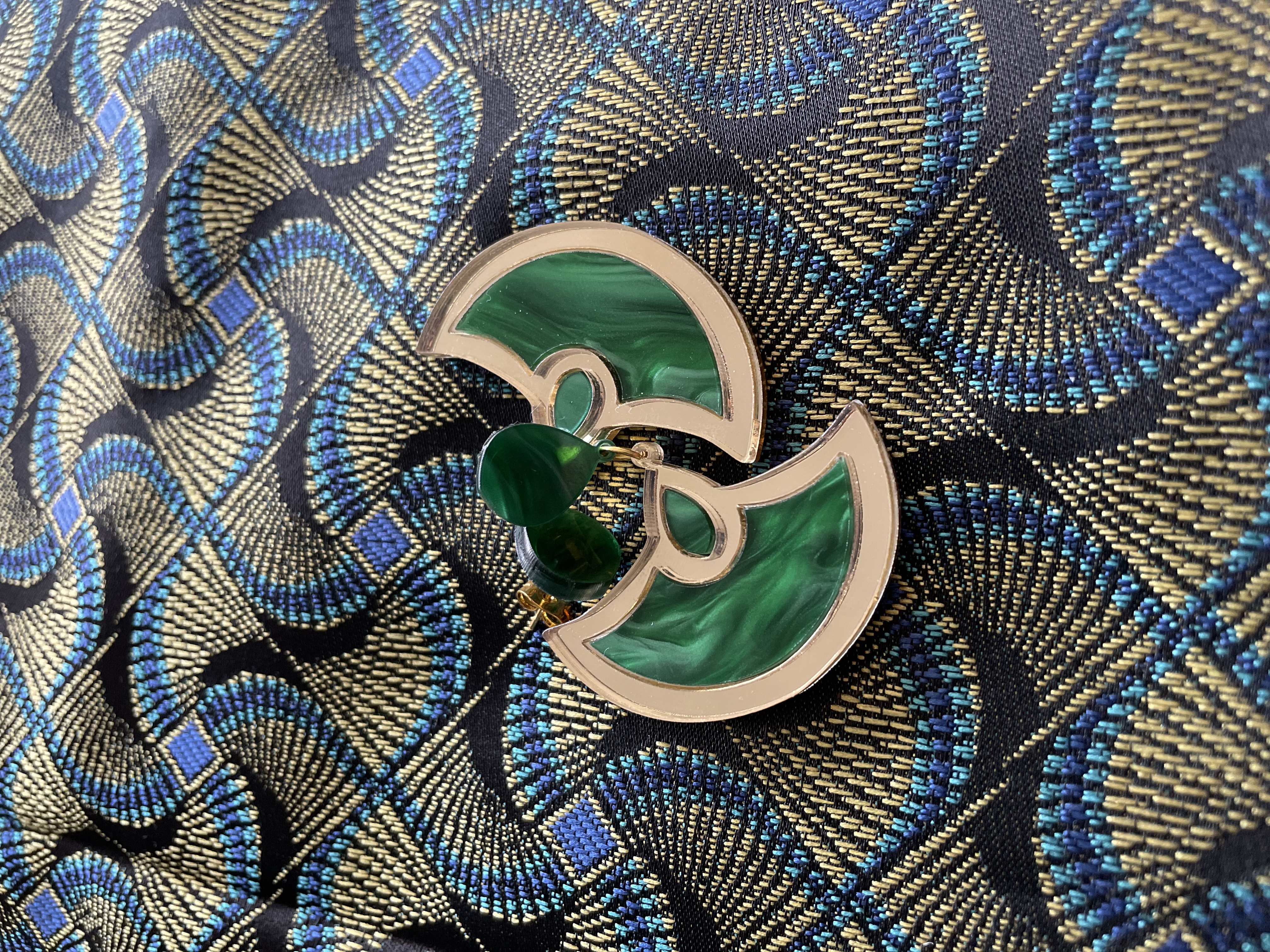 Boucles Art déco verte