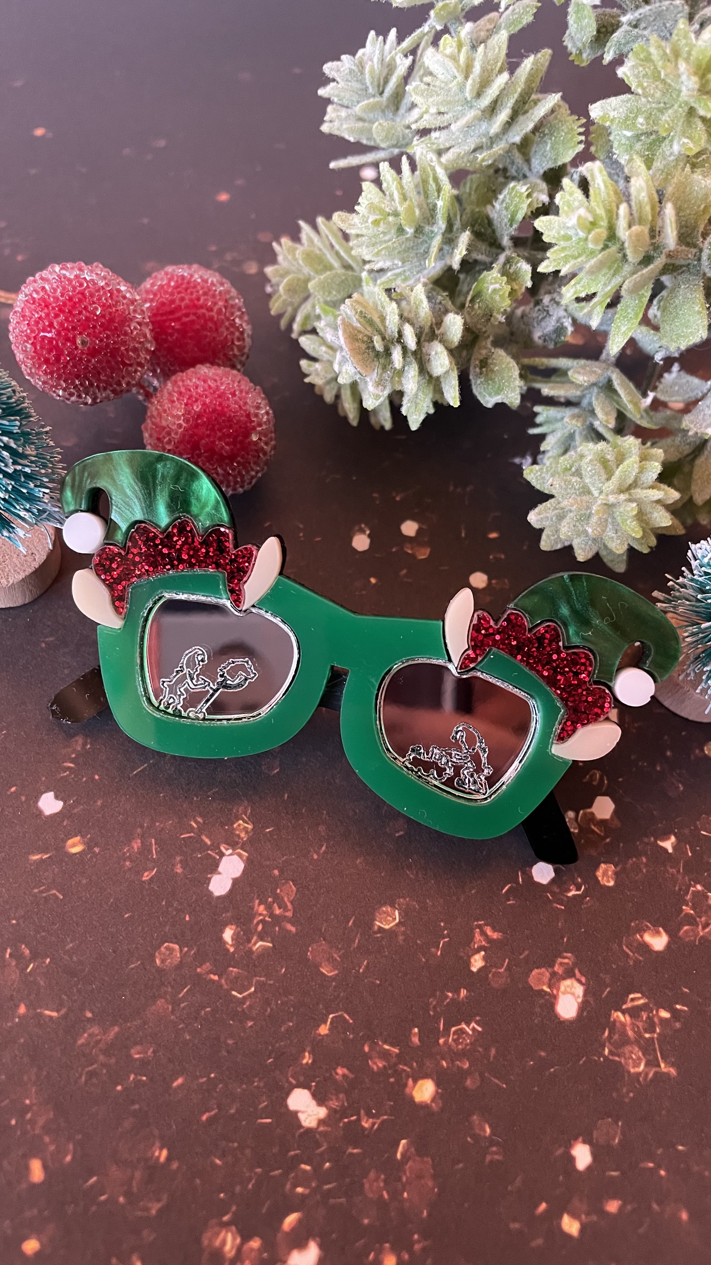 Broche Lunettes lutins de noël