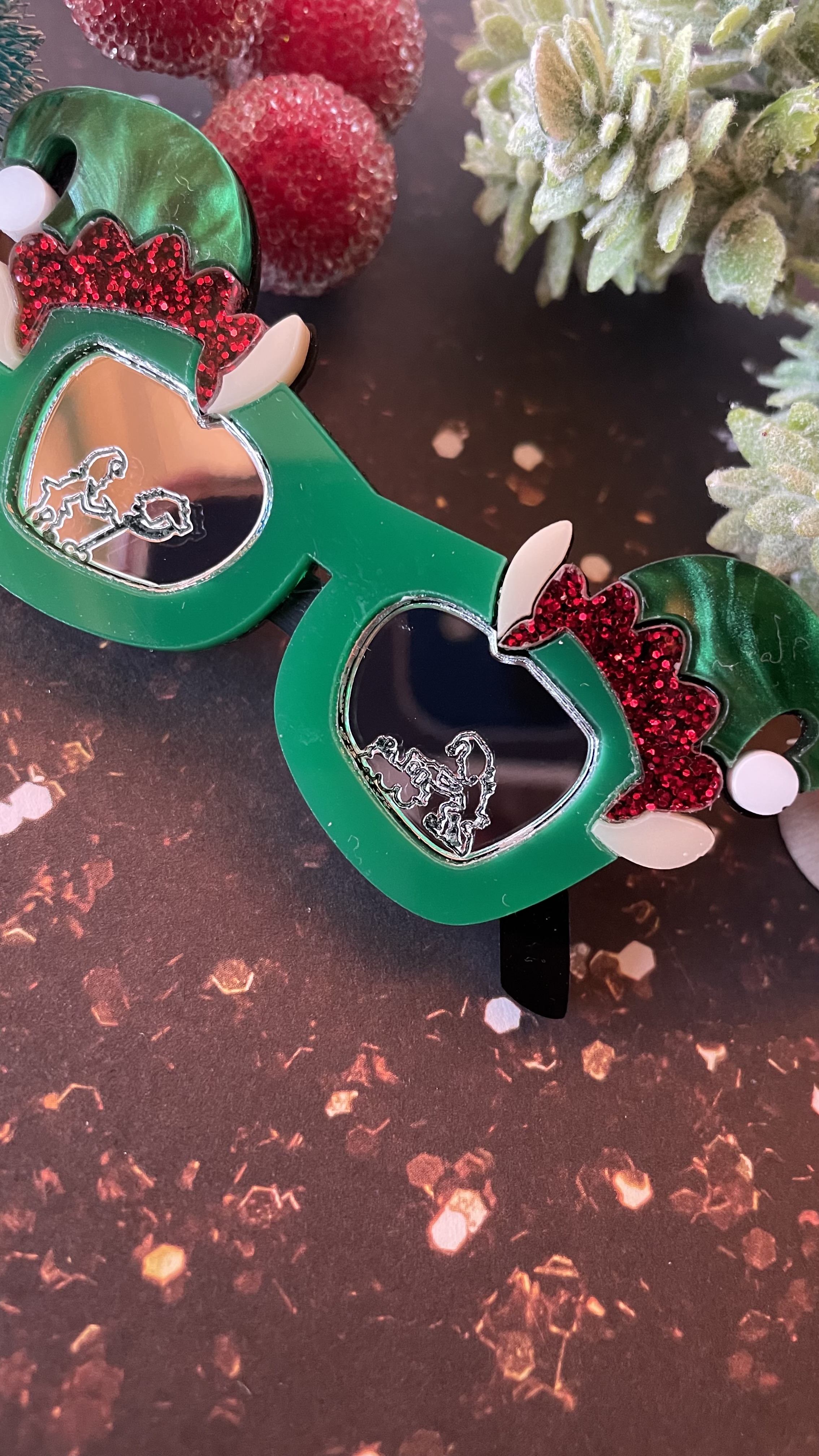 Broche Lunettes lutins de noël