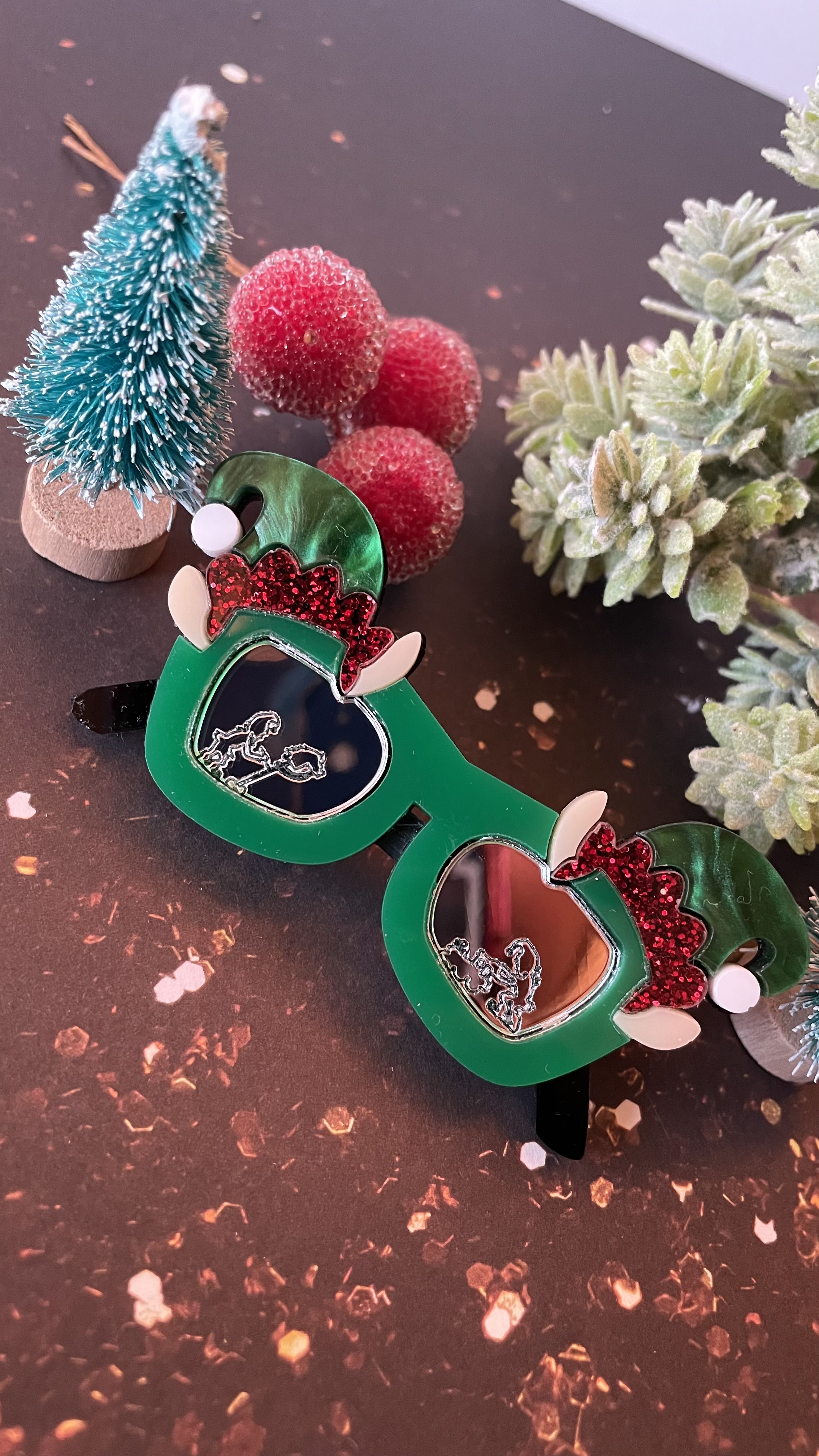 Broche Lunettes lutins de noël