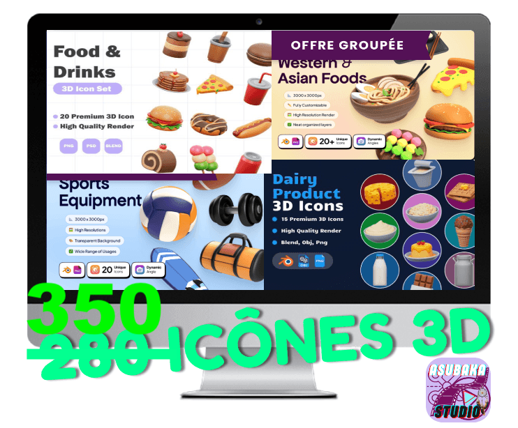 350 icônes 3D