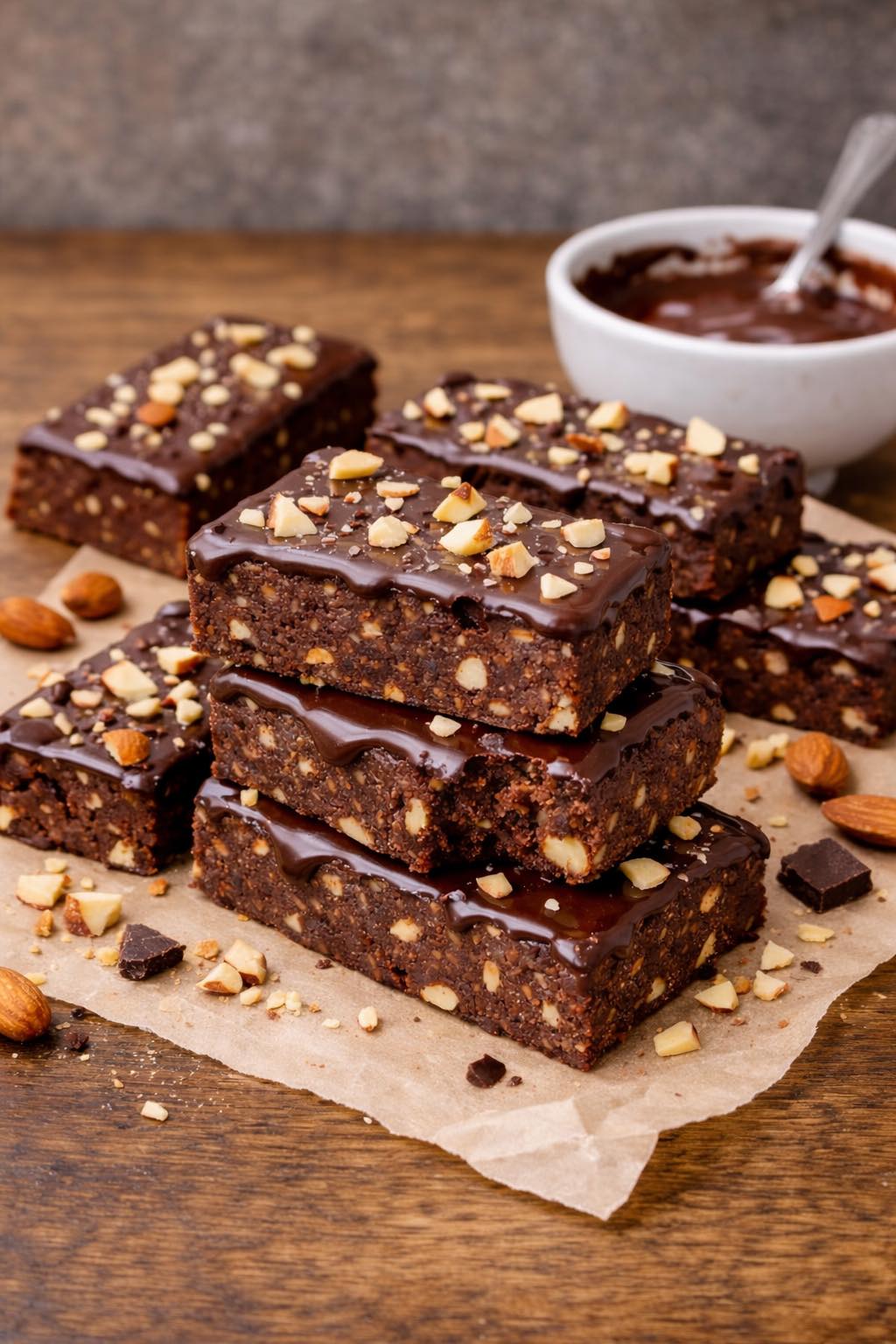 Barres protéinées chocolat amandes (sans cuisson) 🍫