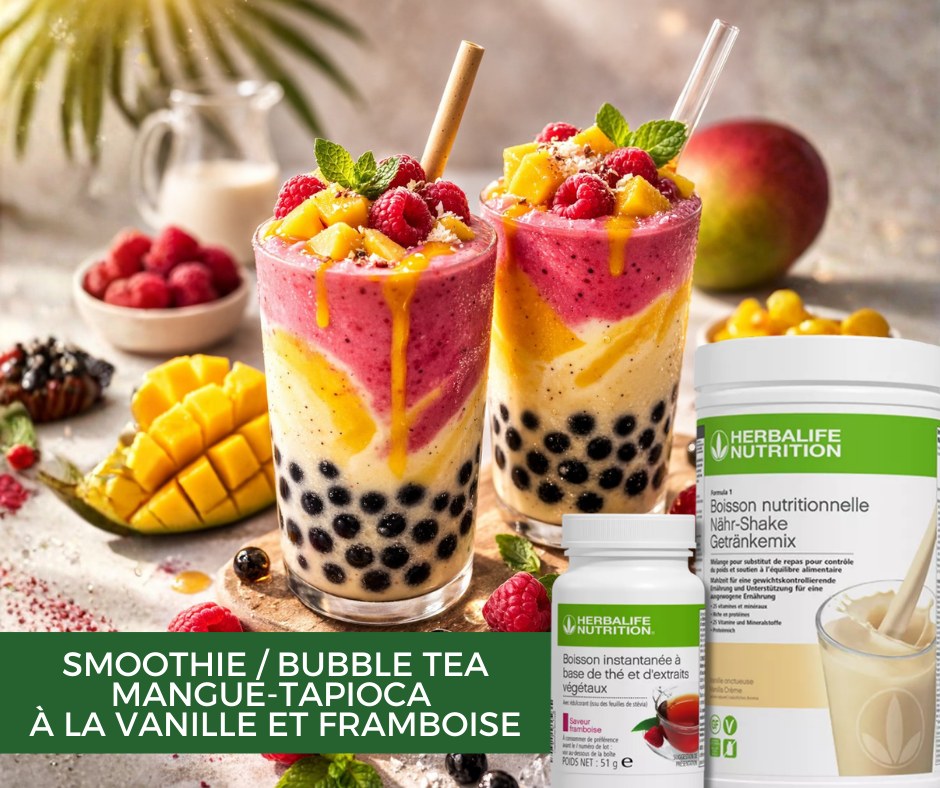 🥭🧋 Smoothie Bubble Tea Mangue - Vanille - Framboise