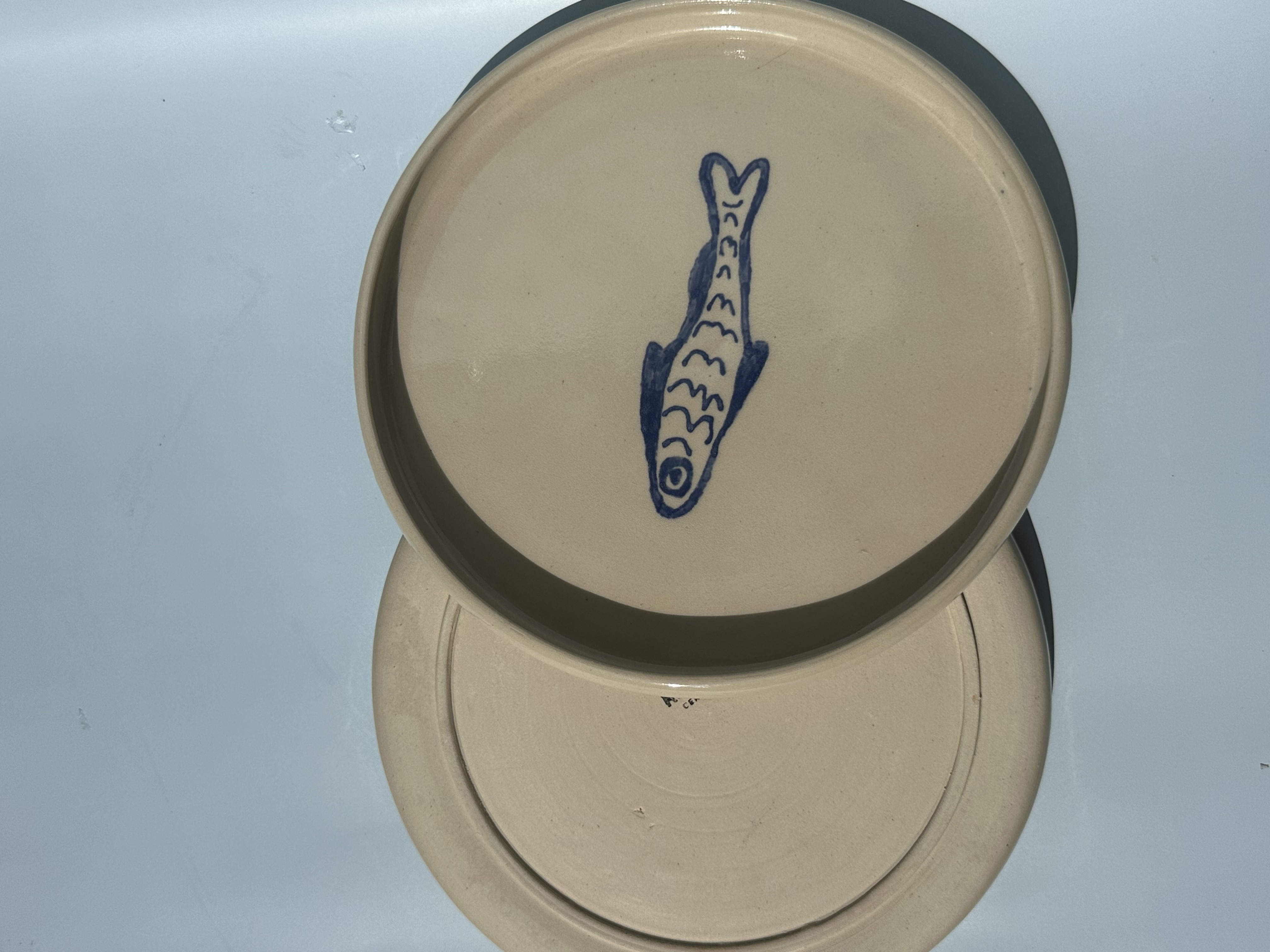 Teller mit Fischlogo