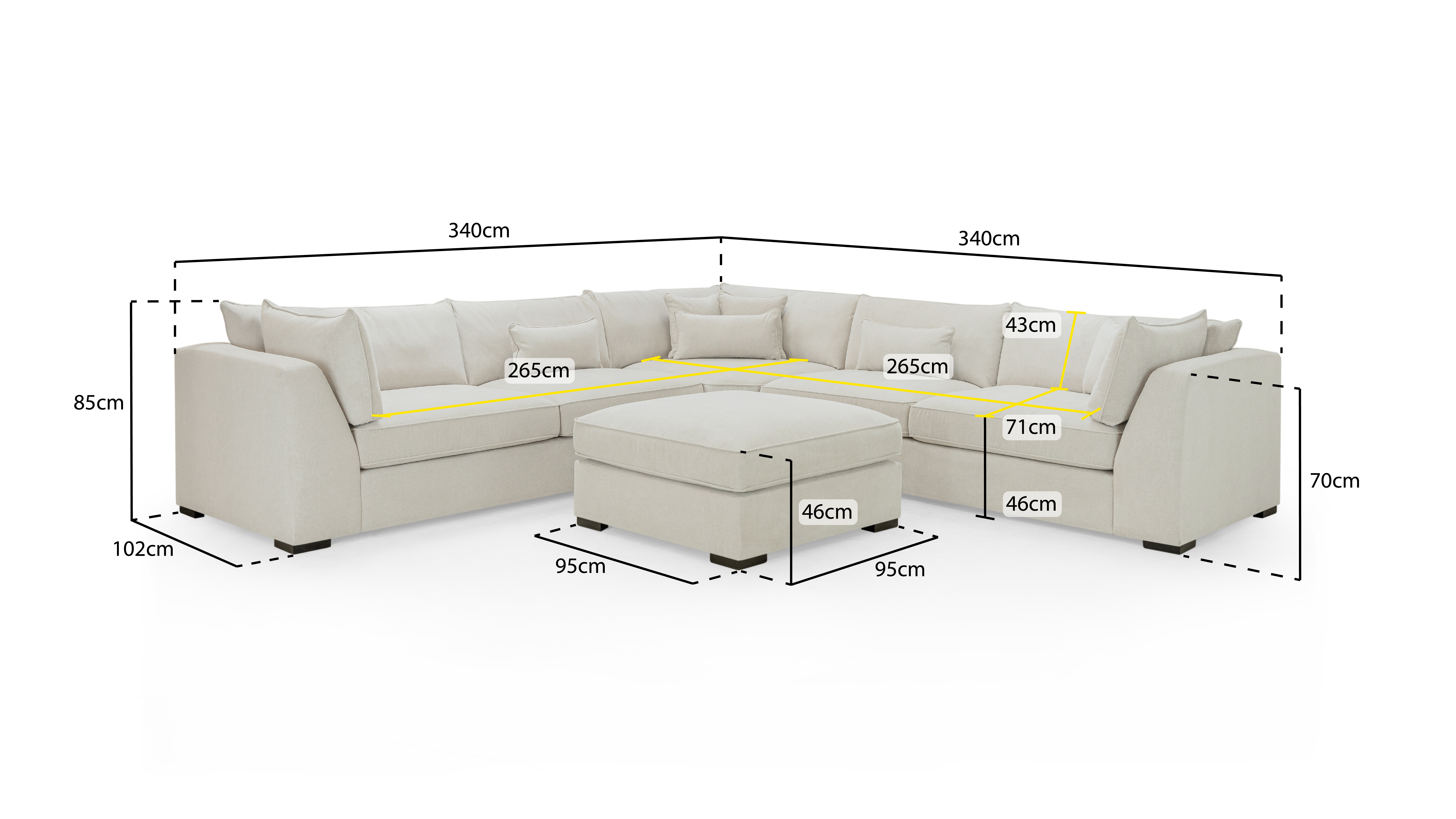 Monaco Large Corner Sofa