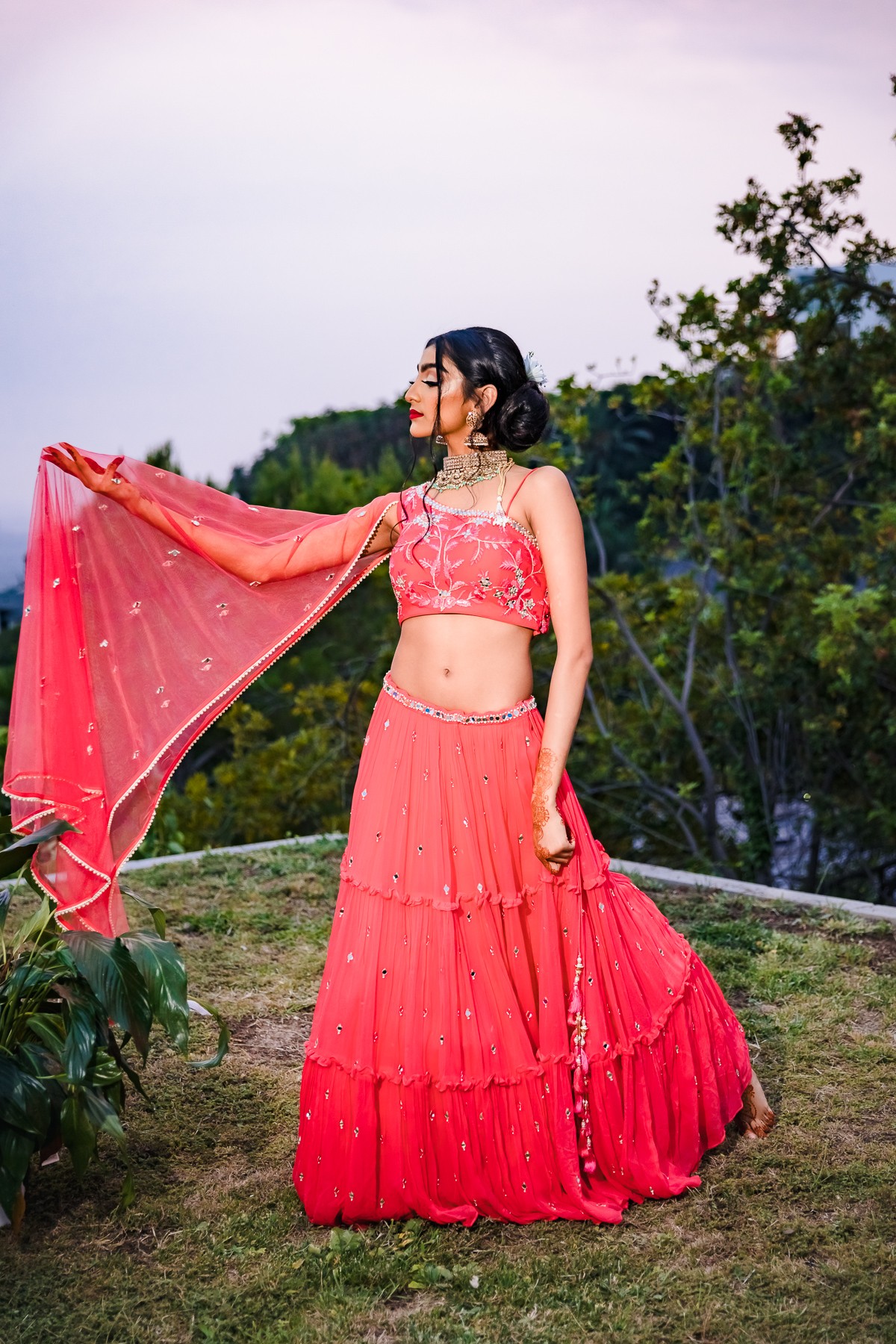 Coral Bloom Lehnga