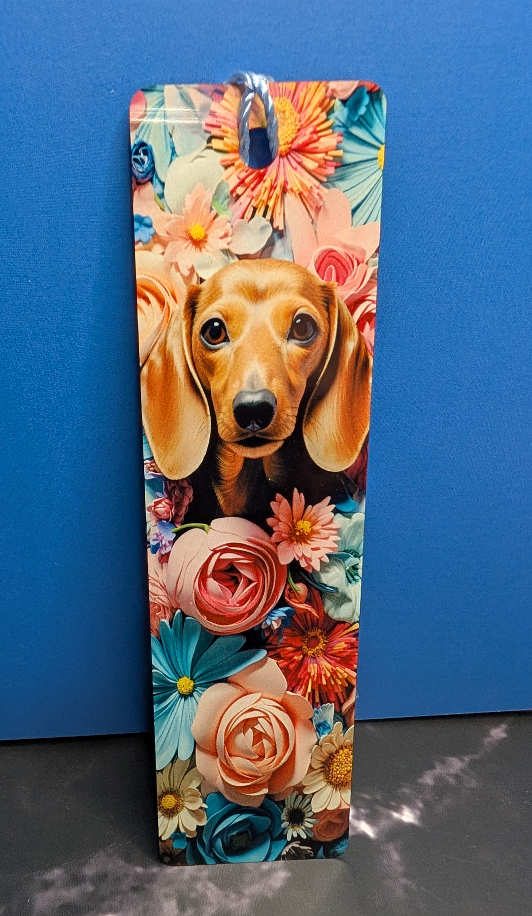 Dachshund Floral Bookmark
