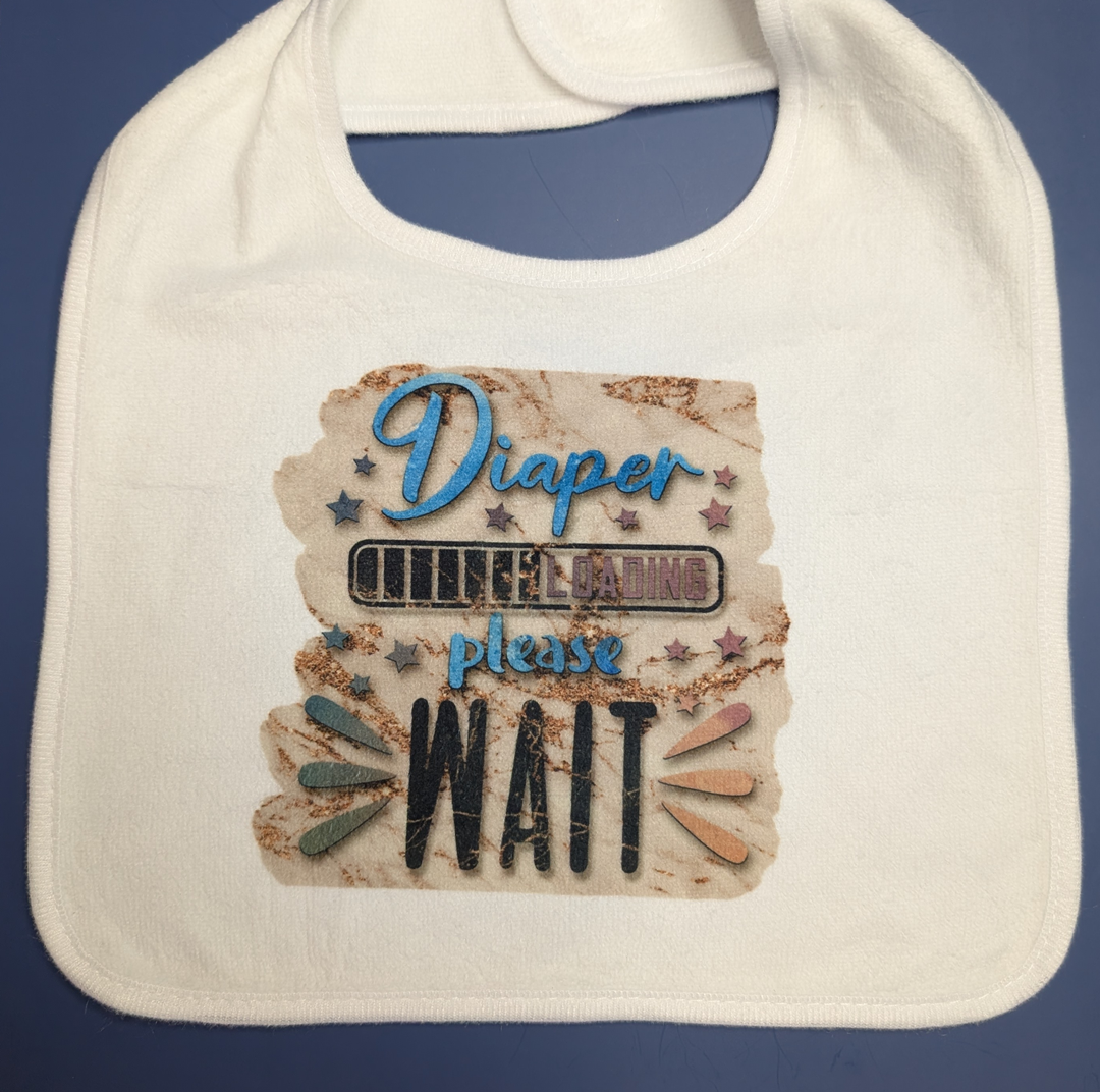 Baby bib with funny slogan