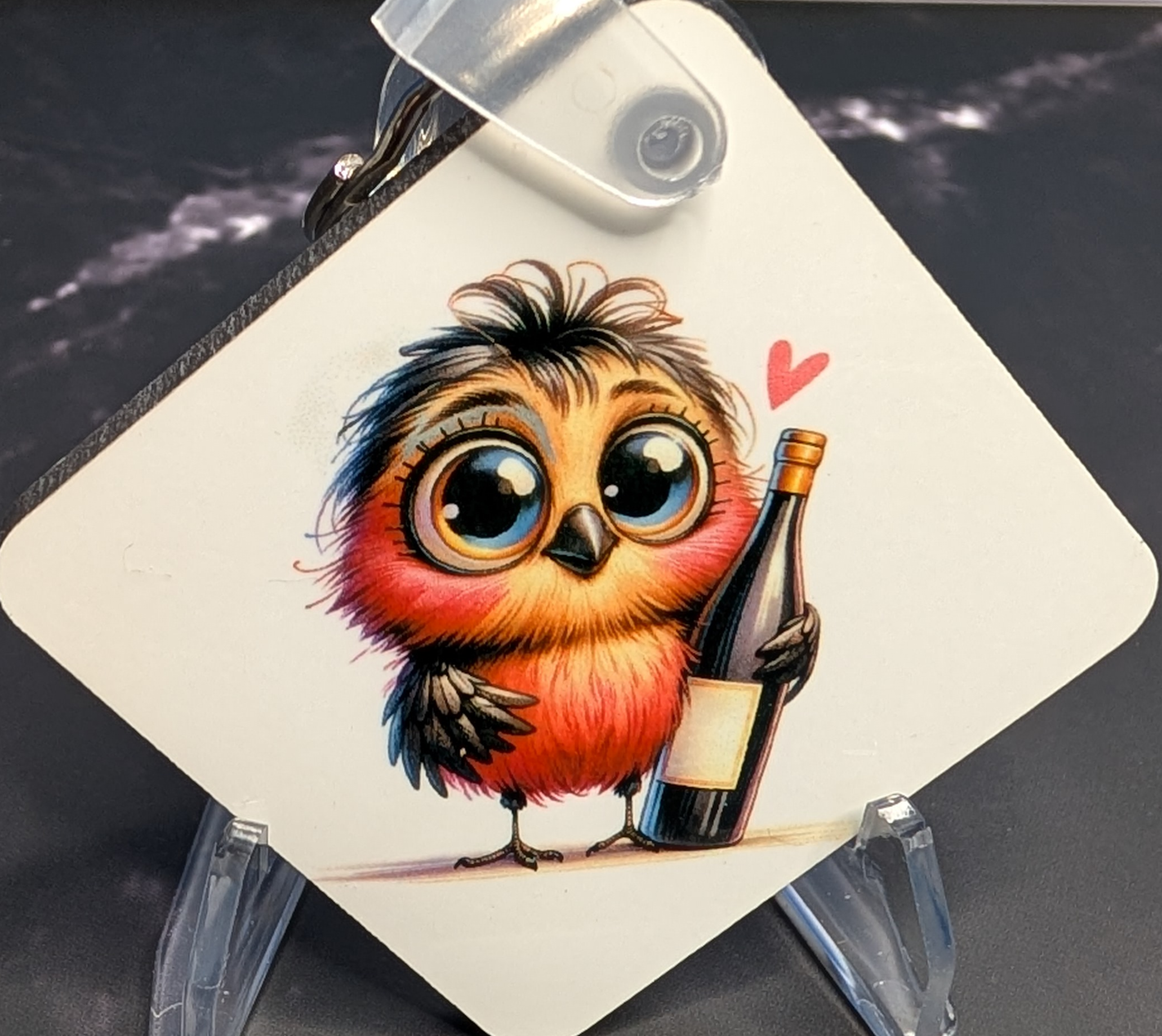 Cute Owl Wine Keychain