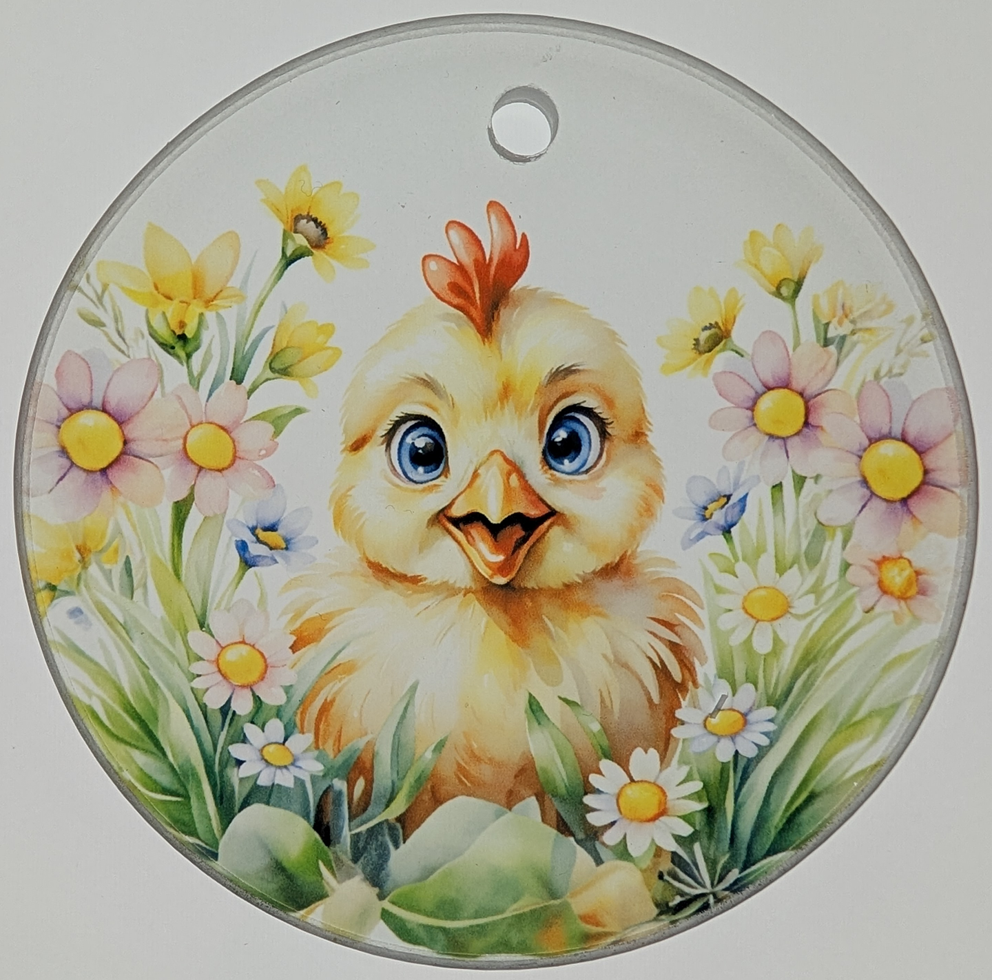 Decorative Hanging Suncatcher with Floral and Chicken Motif