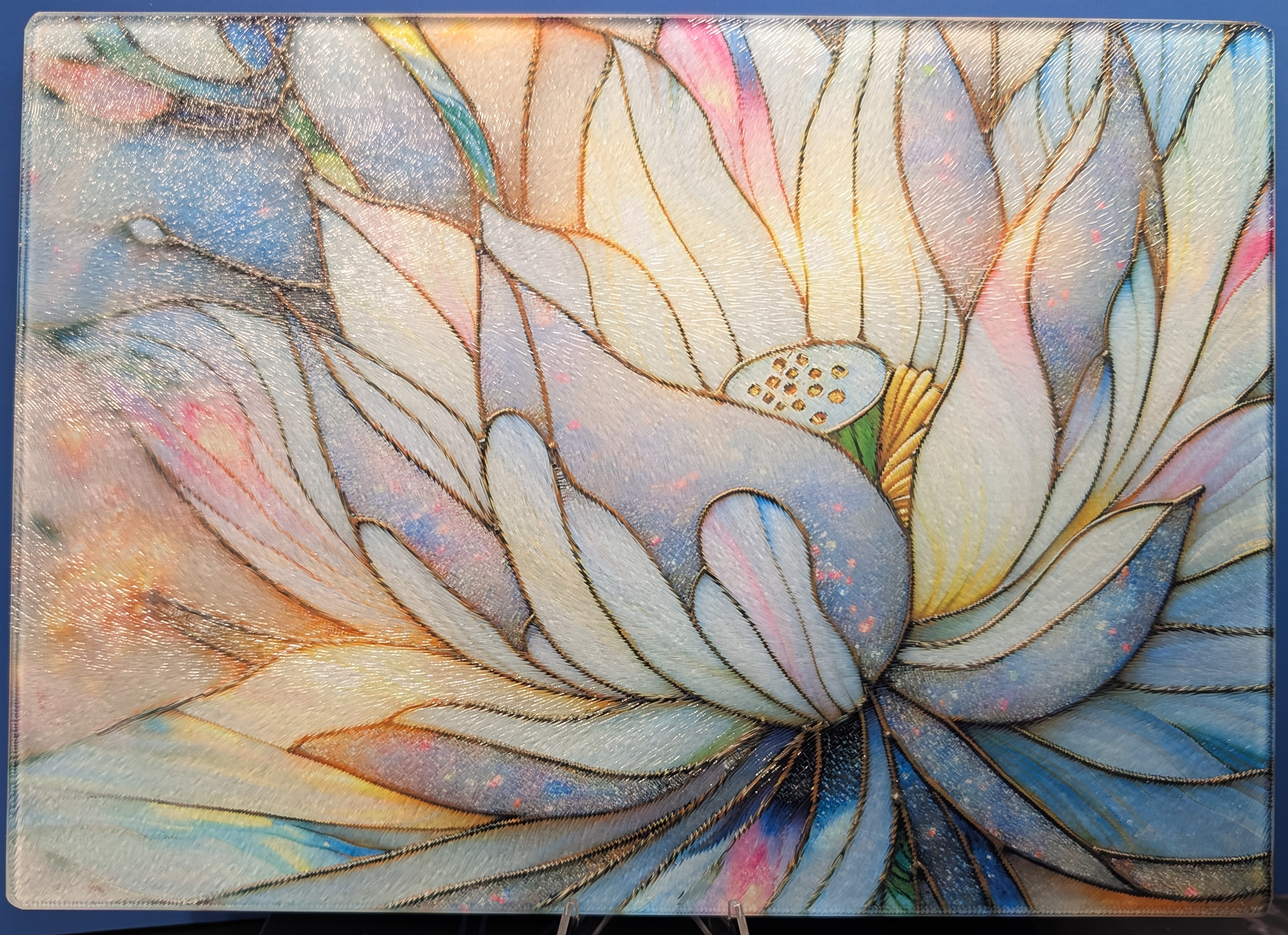 Handcrafted Glass Lotus cutting board