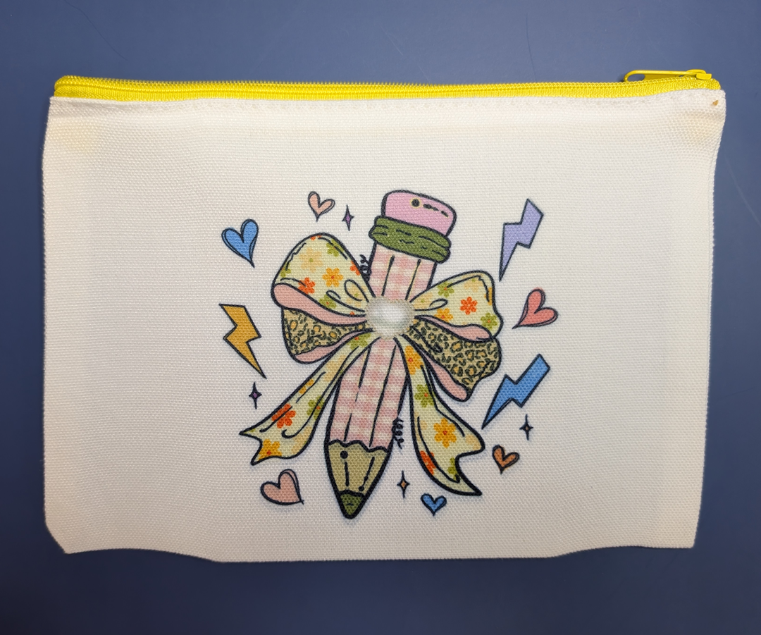 Pencil-themed zipper pouch