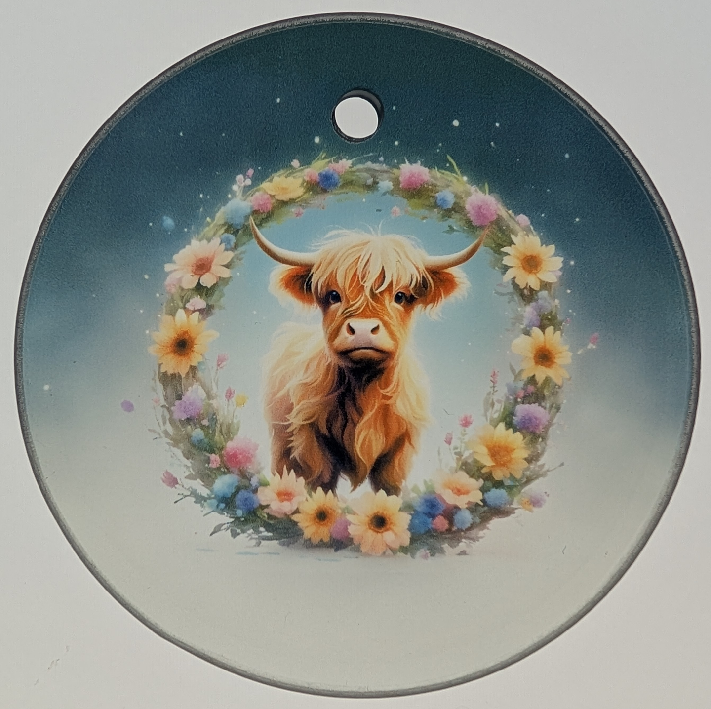 Highland Cow Floral Ornament/Suncatcher