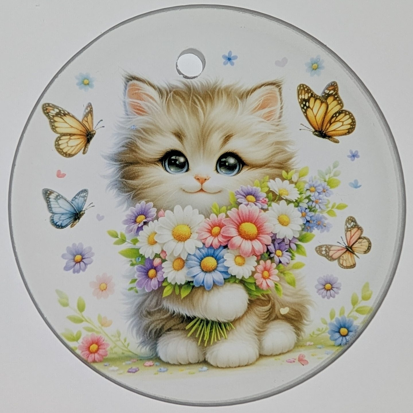 Cute Kitten Flower Suncatcher/Ornament